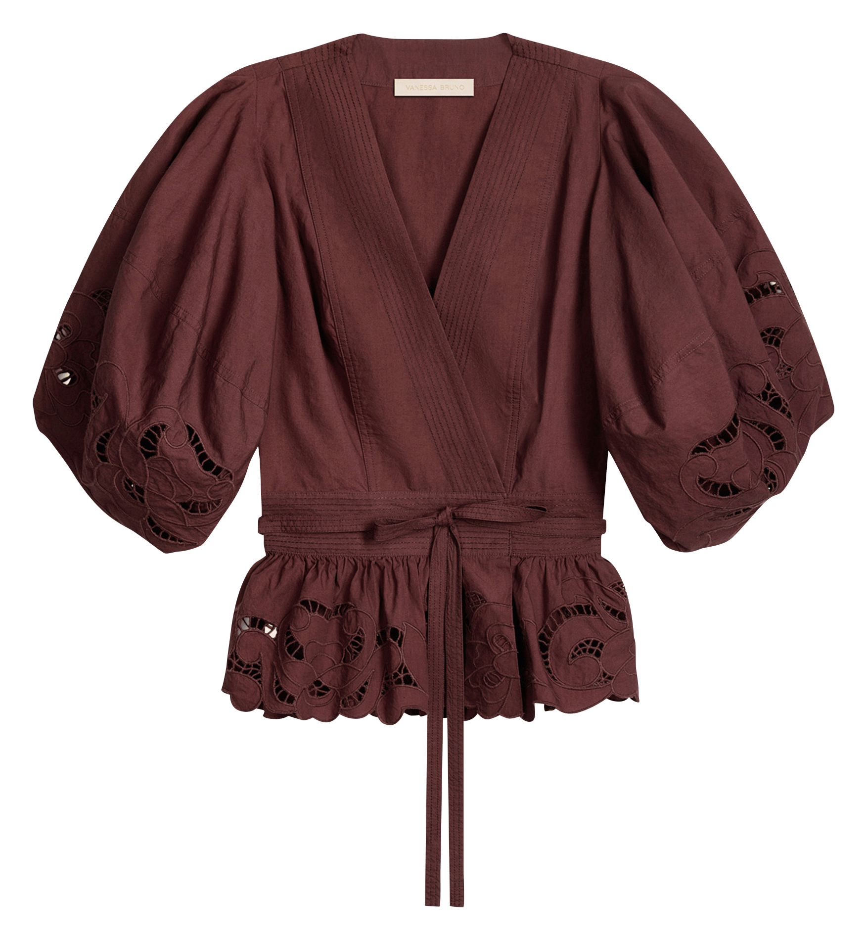 Katoenen blouse met V-hals VANESSA BRUNO Bruin