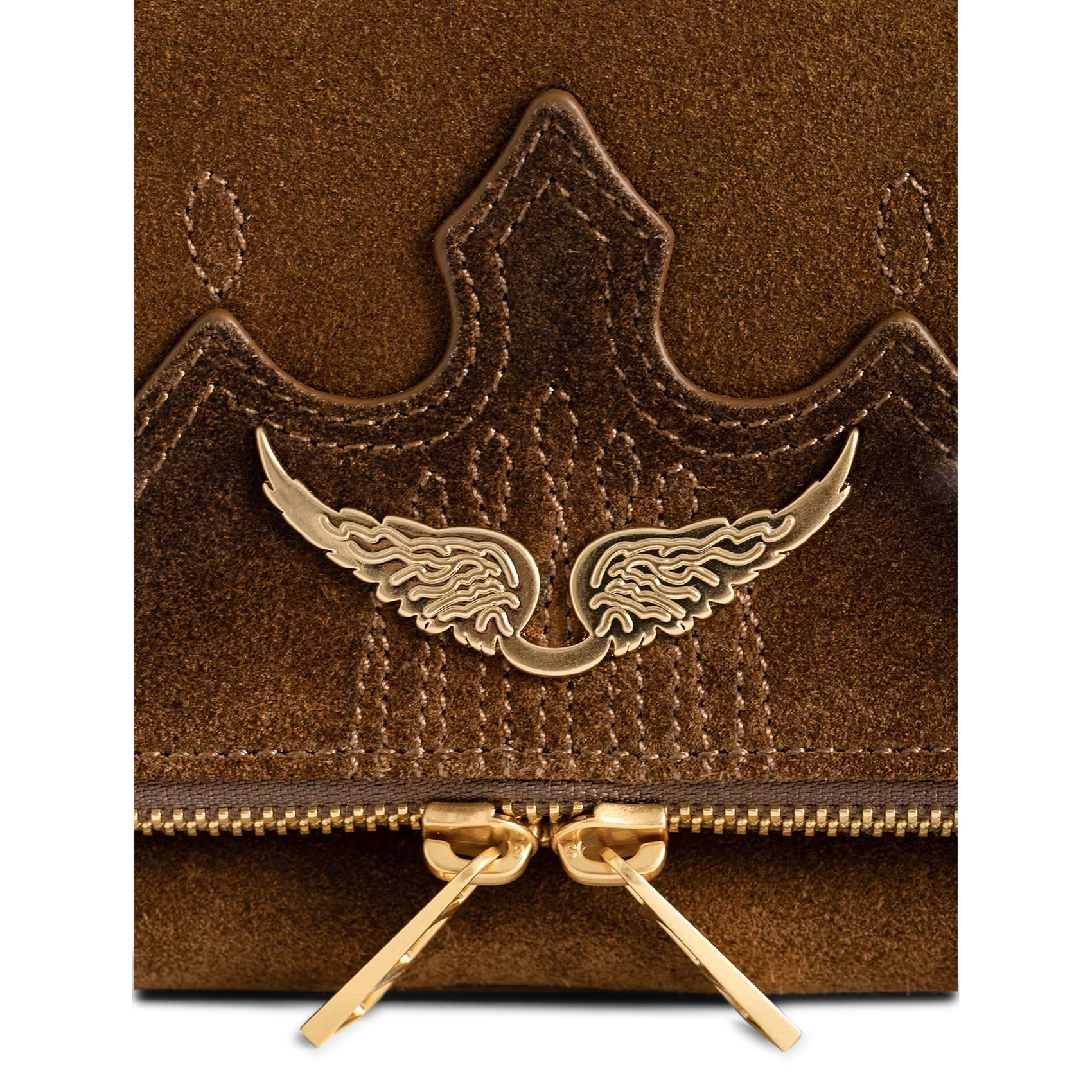 Sac bandoulière en cuir velours ZADIG&VOLTAIRE Marron