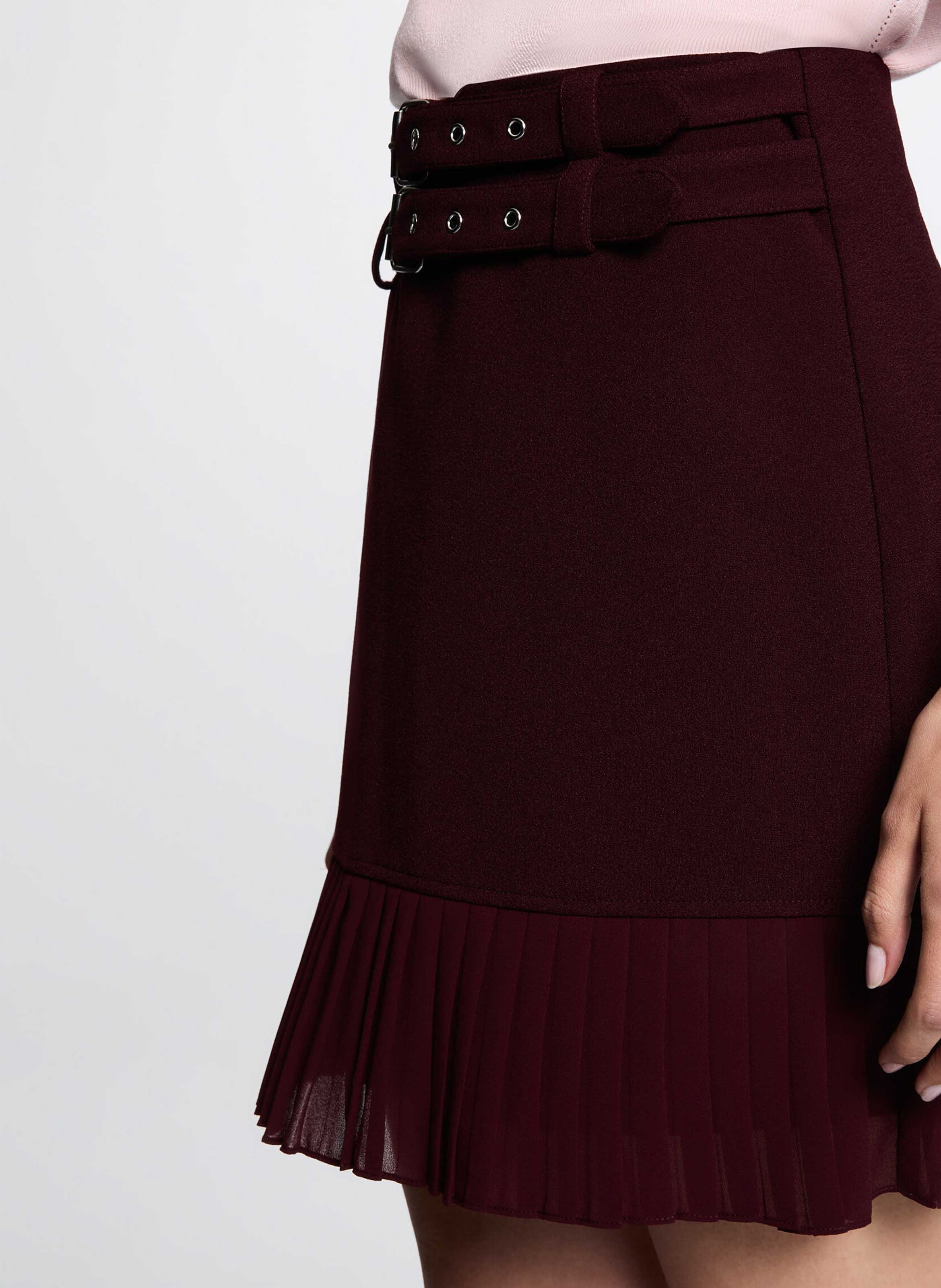 Short pleated skirt in recycled blended polyester | Plums MORGAN Women