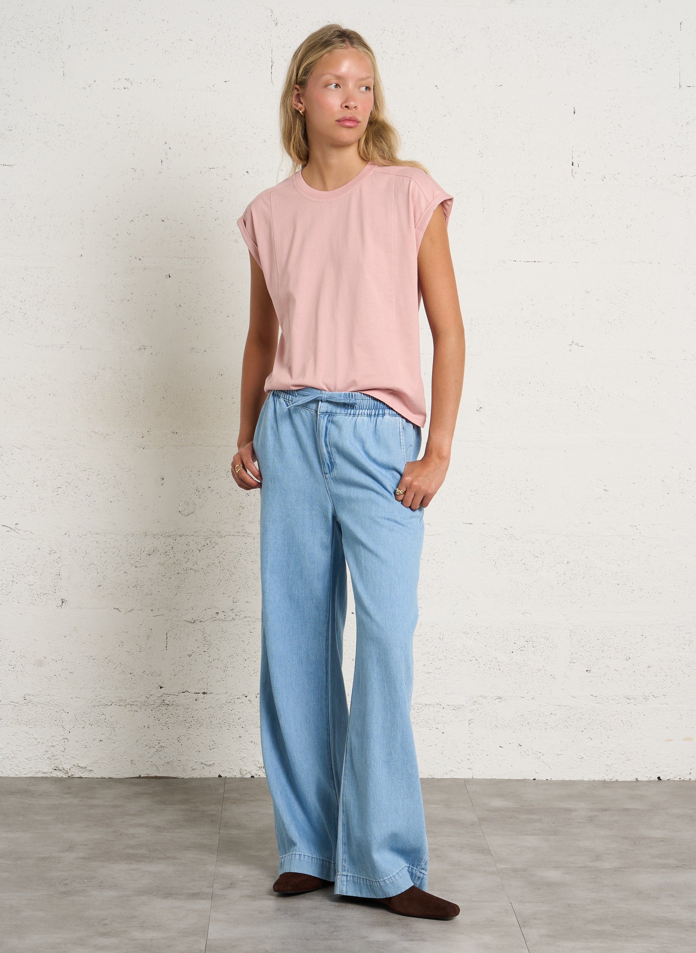 Katoenen T-shirt met ronde hals  MAISON 123 Roze