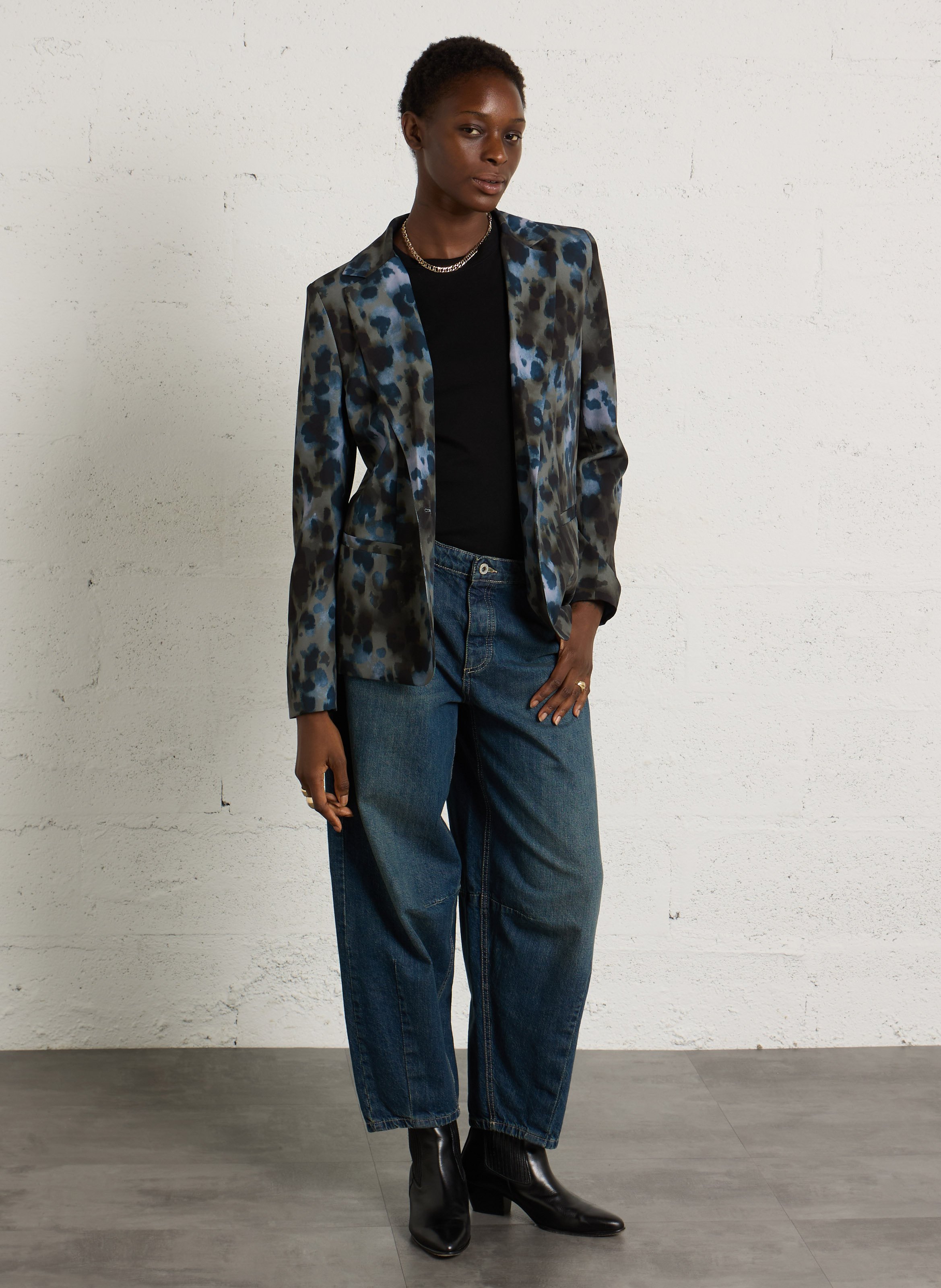Bedruckter Fließblazer PLEASE Blau