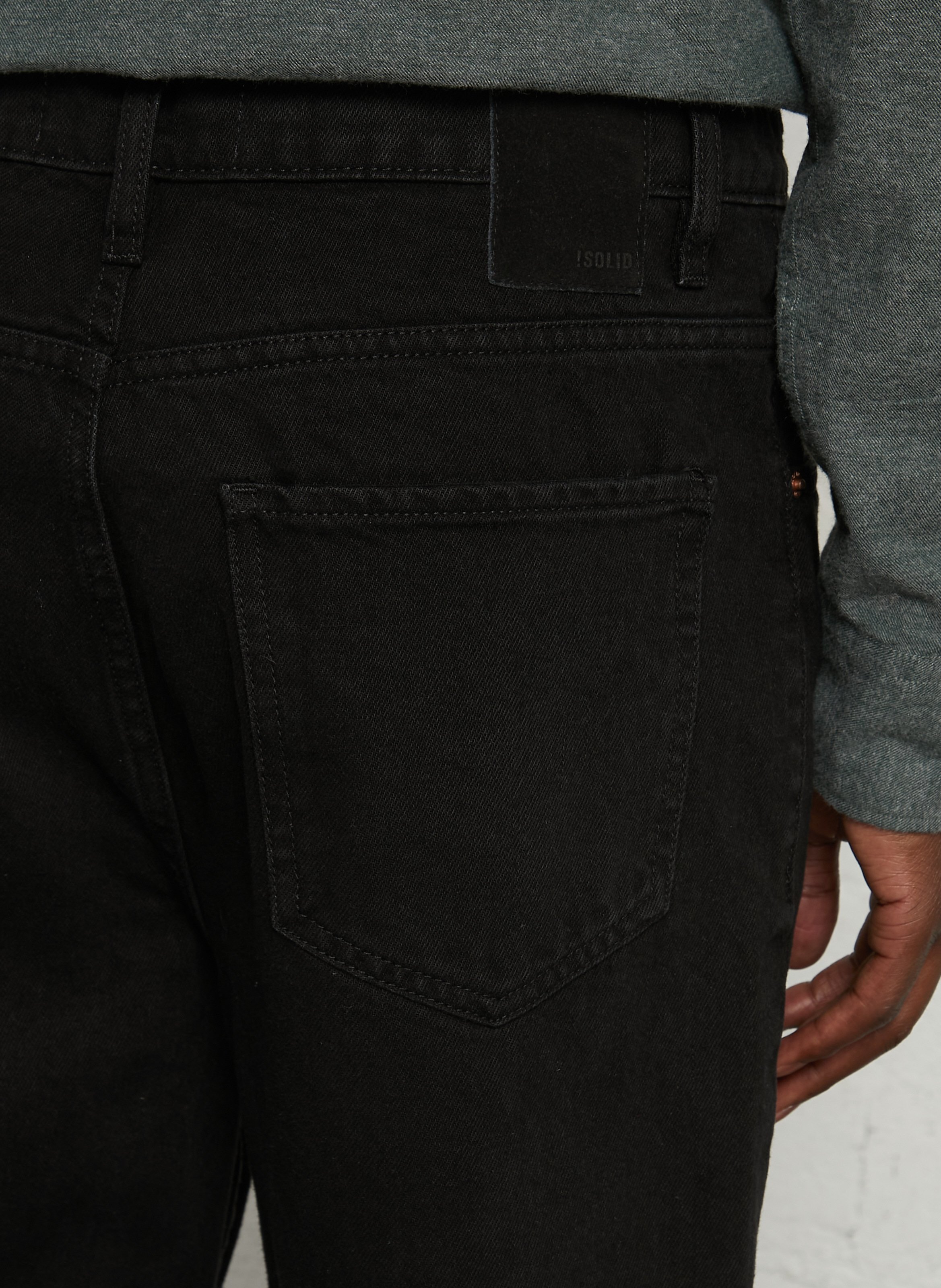 Einfarbige Straight-Jeans mit hohem Bund SOLID Blau