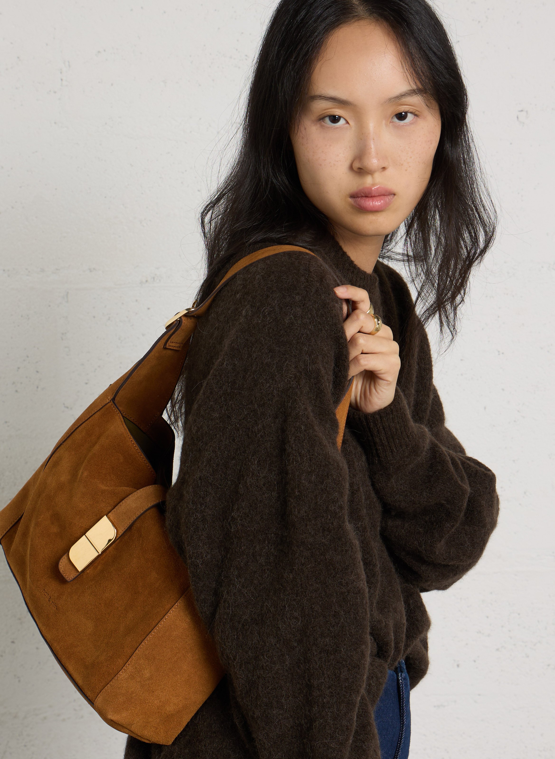 Schultertasche aus Leder NAT & NIN Braun