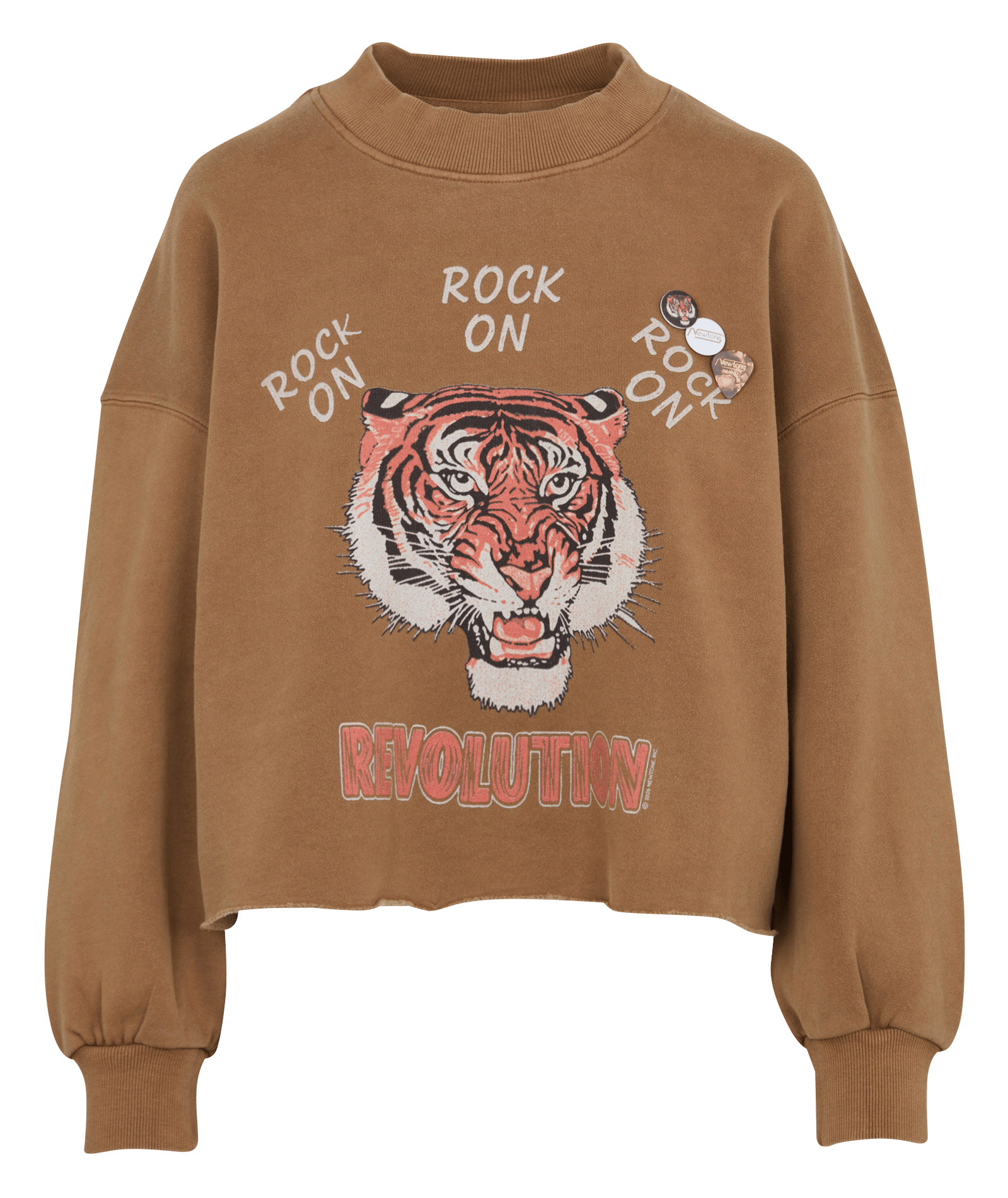 Kurzer bedruckter Baumwollpullover NEWTONE Braun