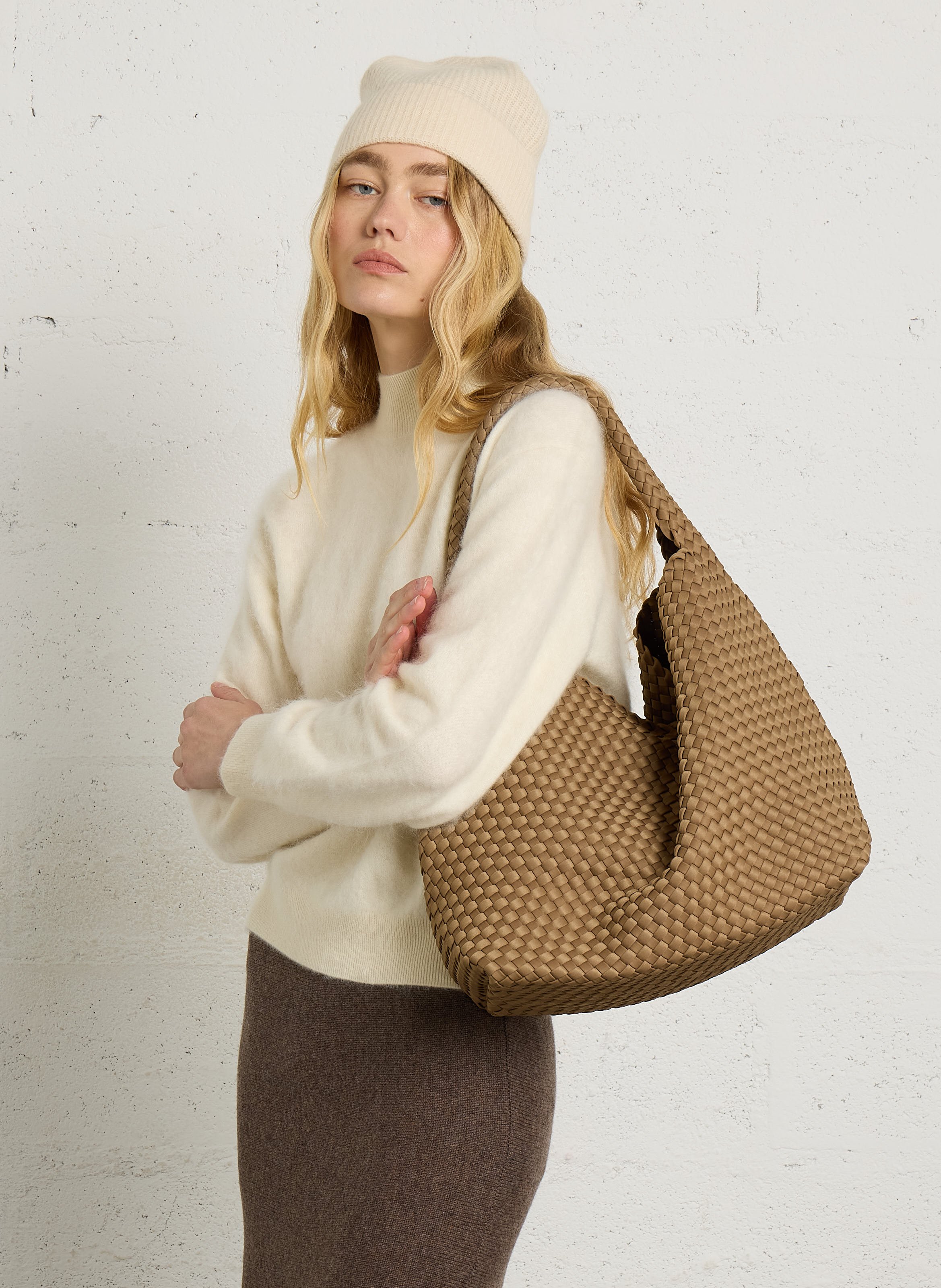 Gevlochten handtas MARREA Beige