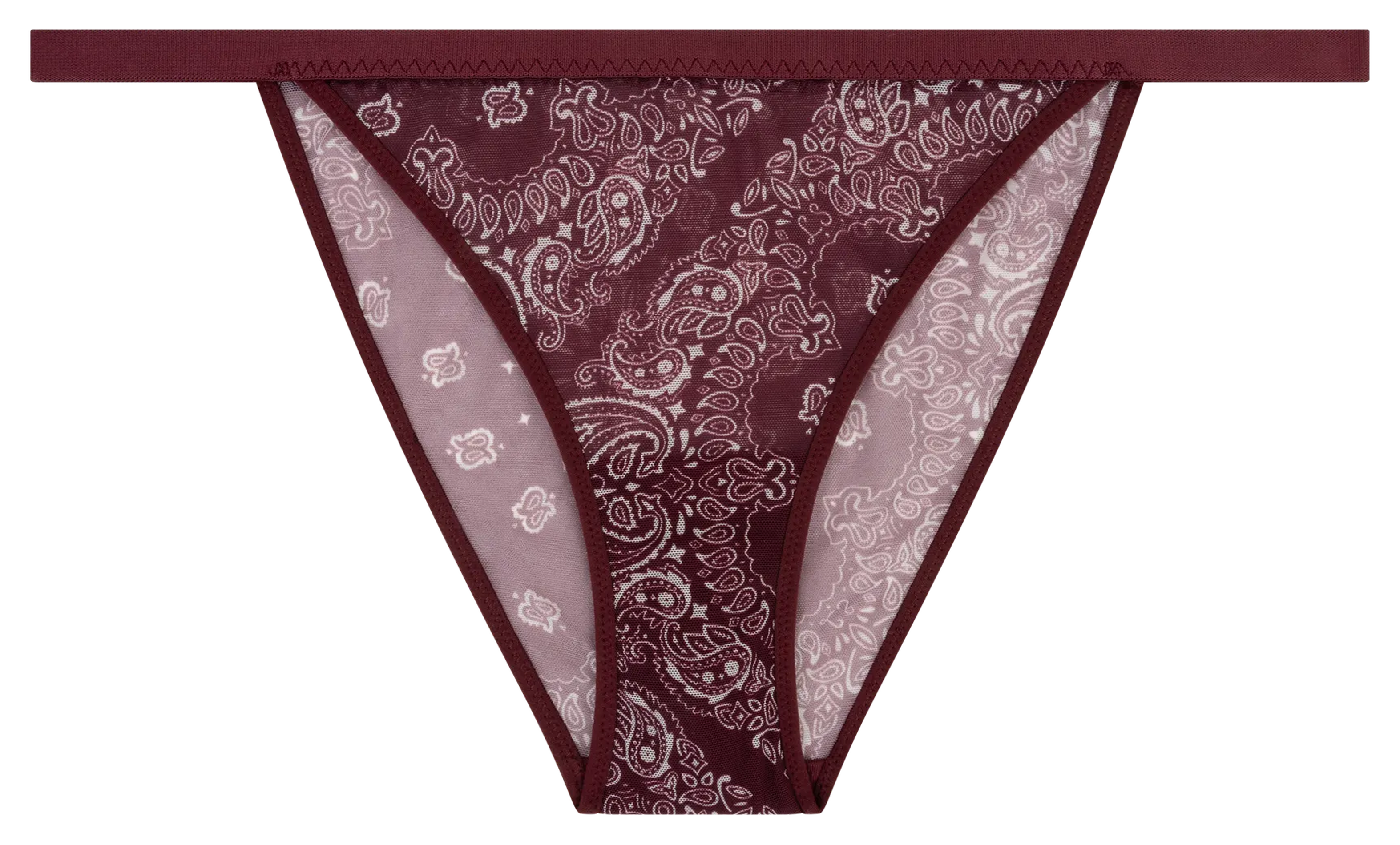 Culotte style tanga imprimée LOVE STORIES Prune