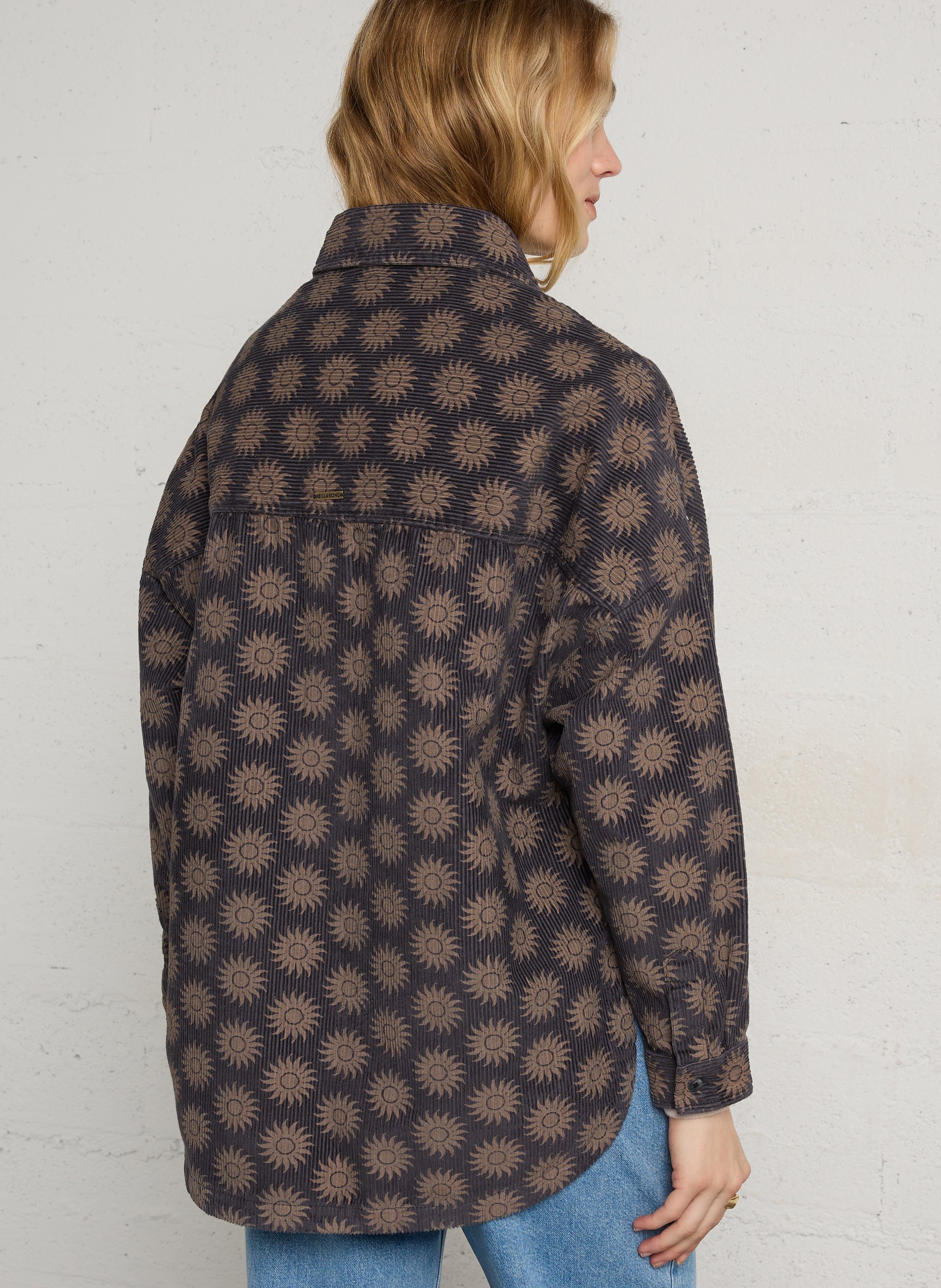 Chemise droite imprimée en velours côtelé BILLABONG Noir