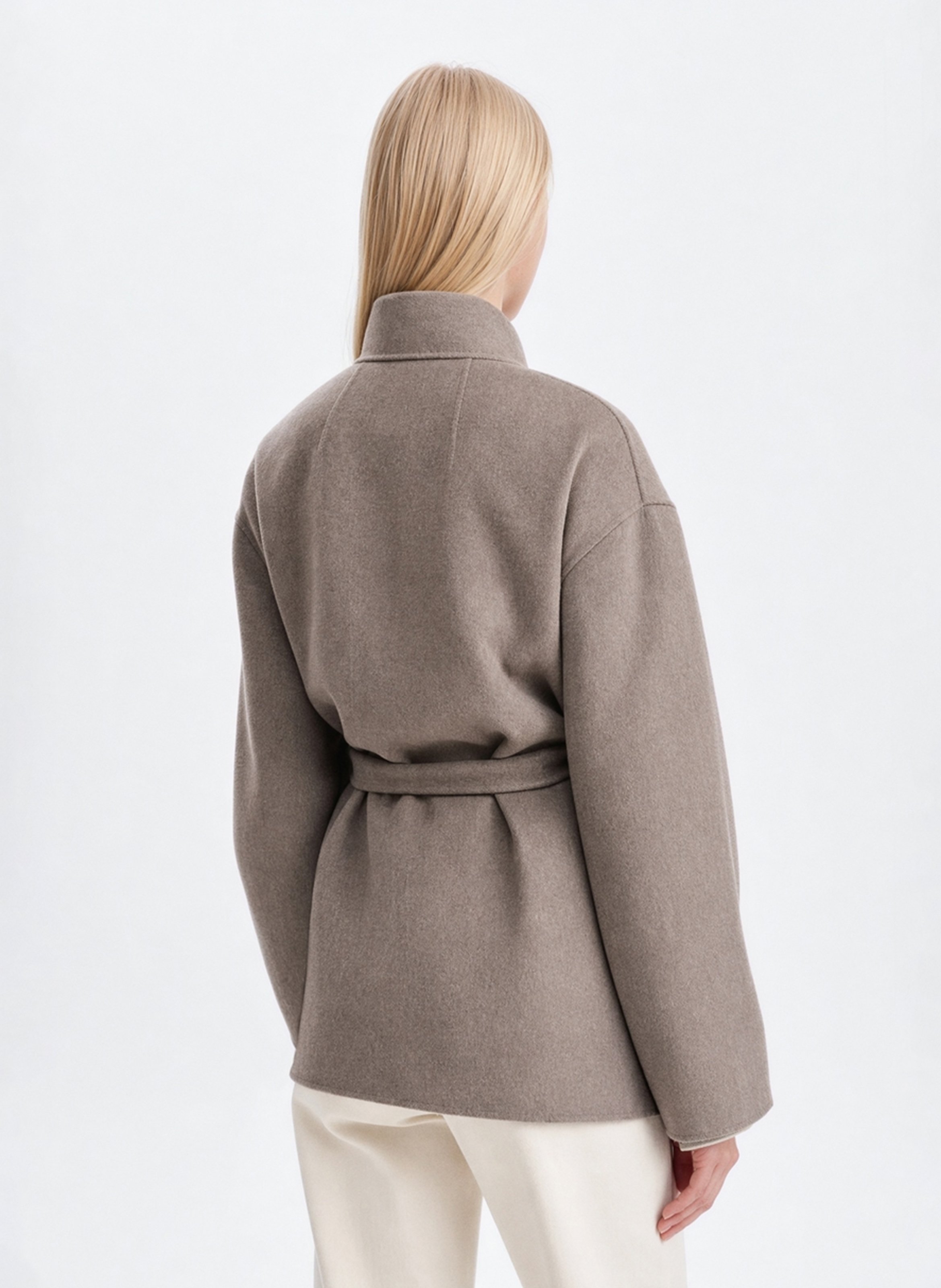 Solid Belted Wool Blend Jacket VANESSA BRUNO Beige