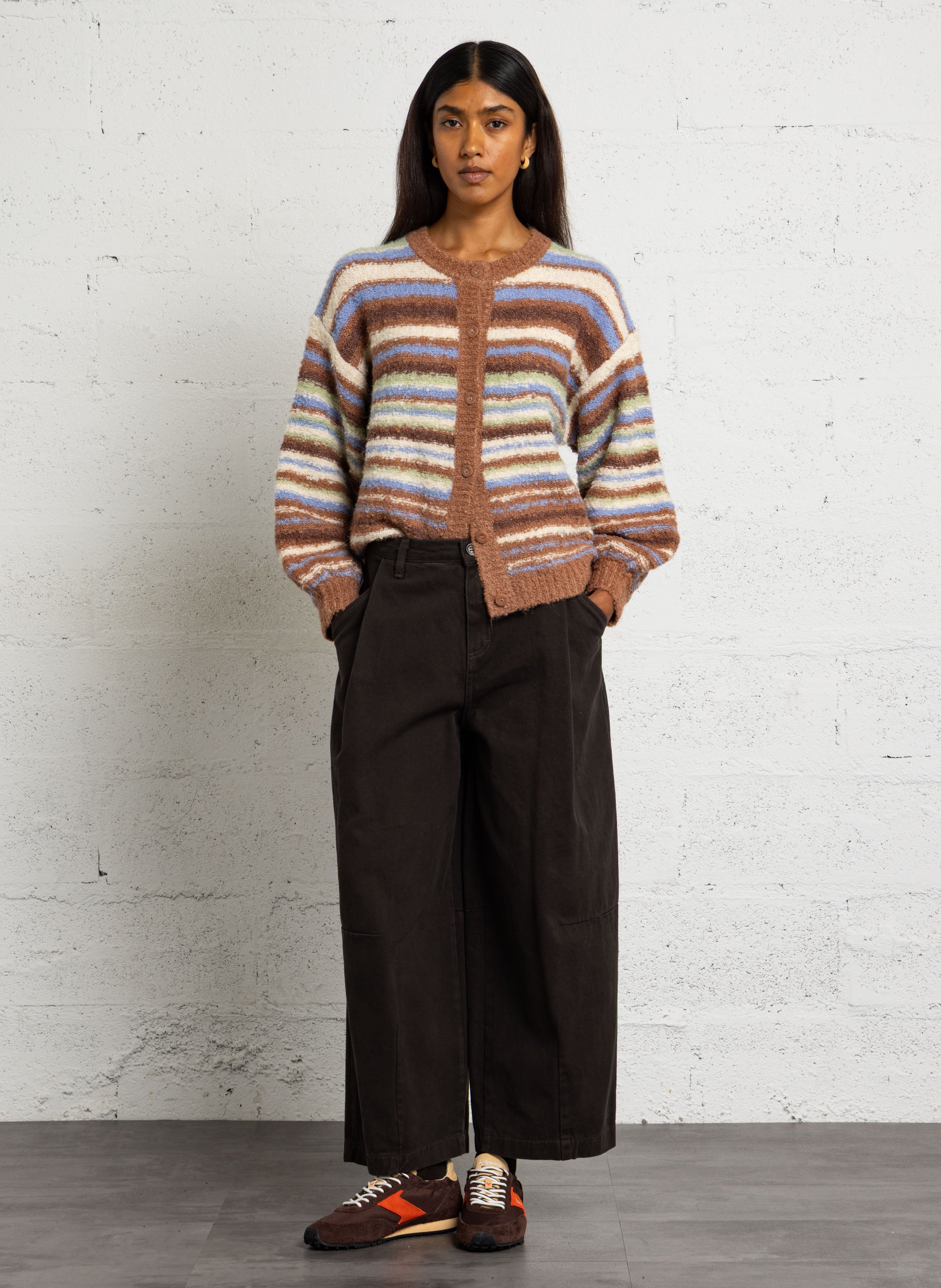 Wide-leg cotton pants PLEASE Brown