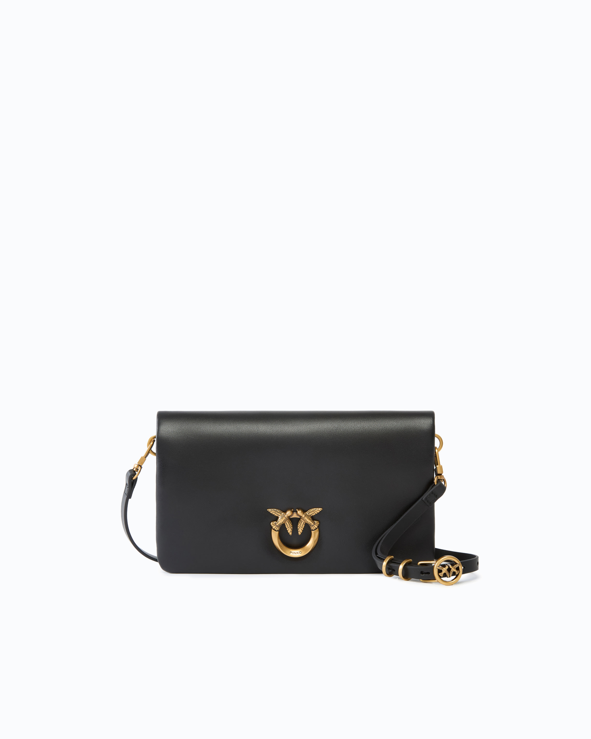 Petite pochette à bandoulière love bag click soft horizontal mini en cuir PINKO Noir