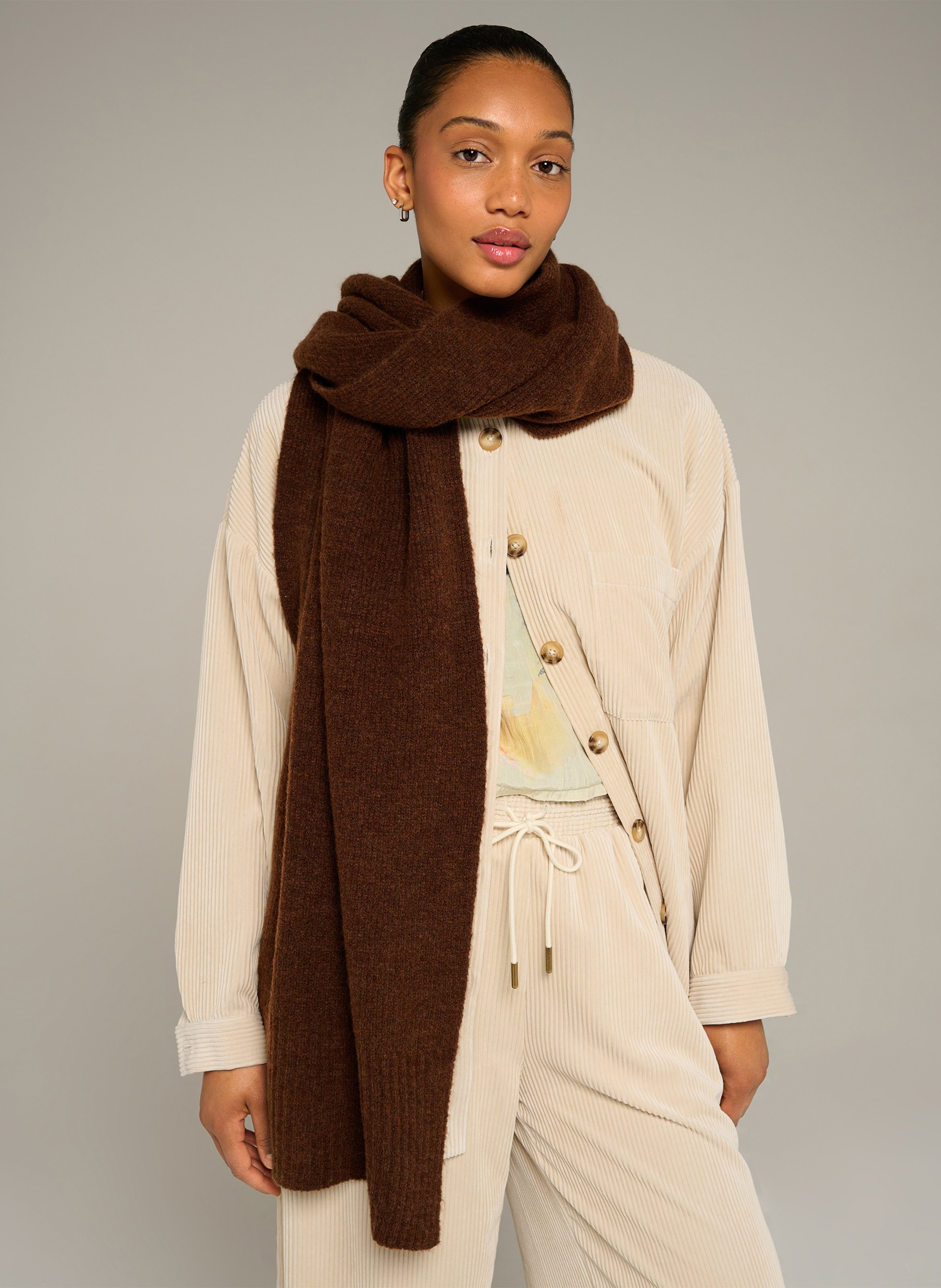 Wool-blend scarf COTELAC ACOTE Brown