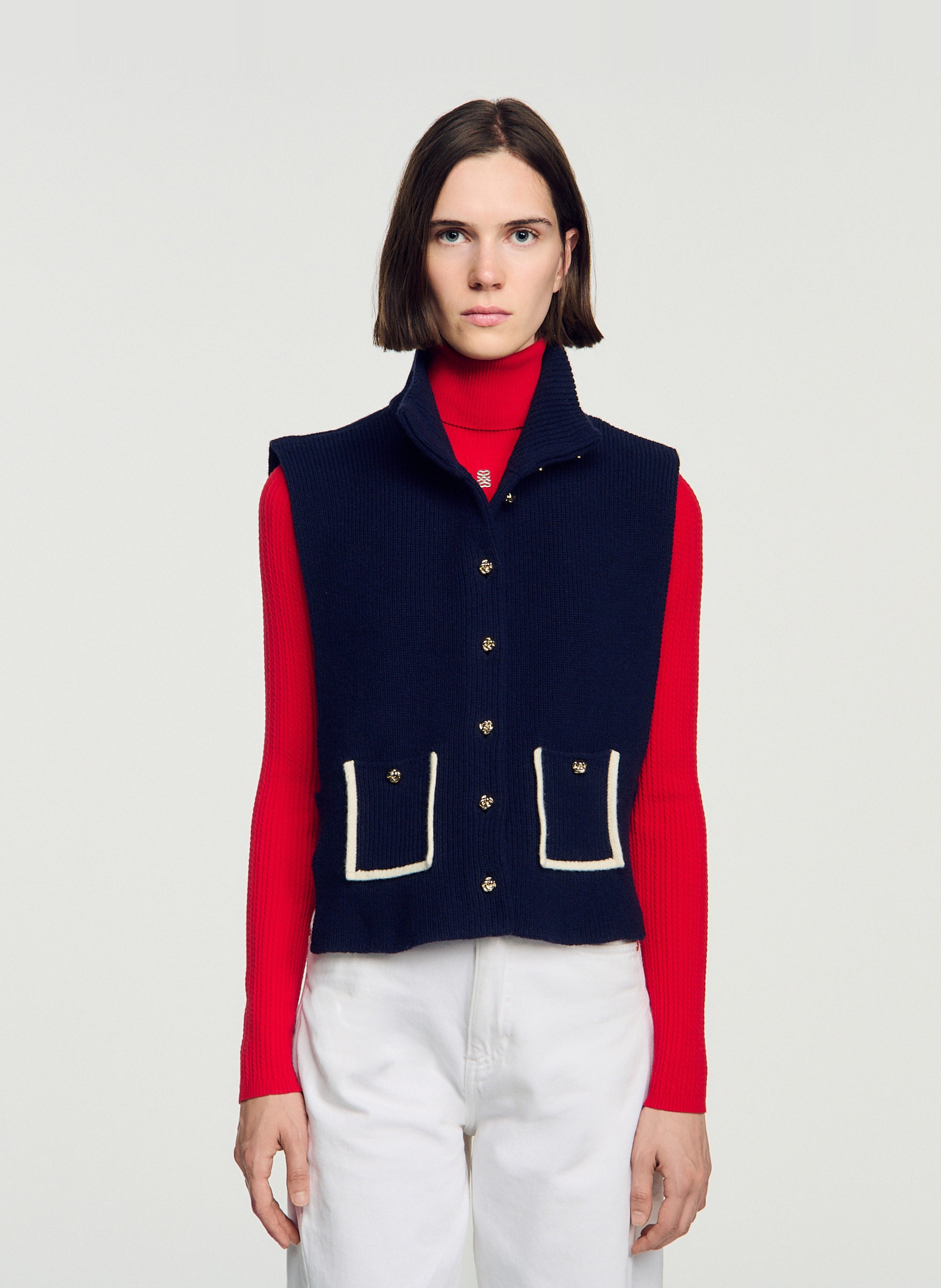 High neck in wool and cashmere SANDRO Blue