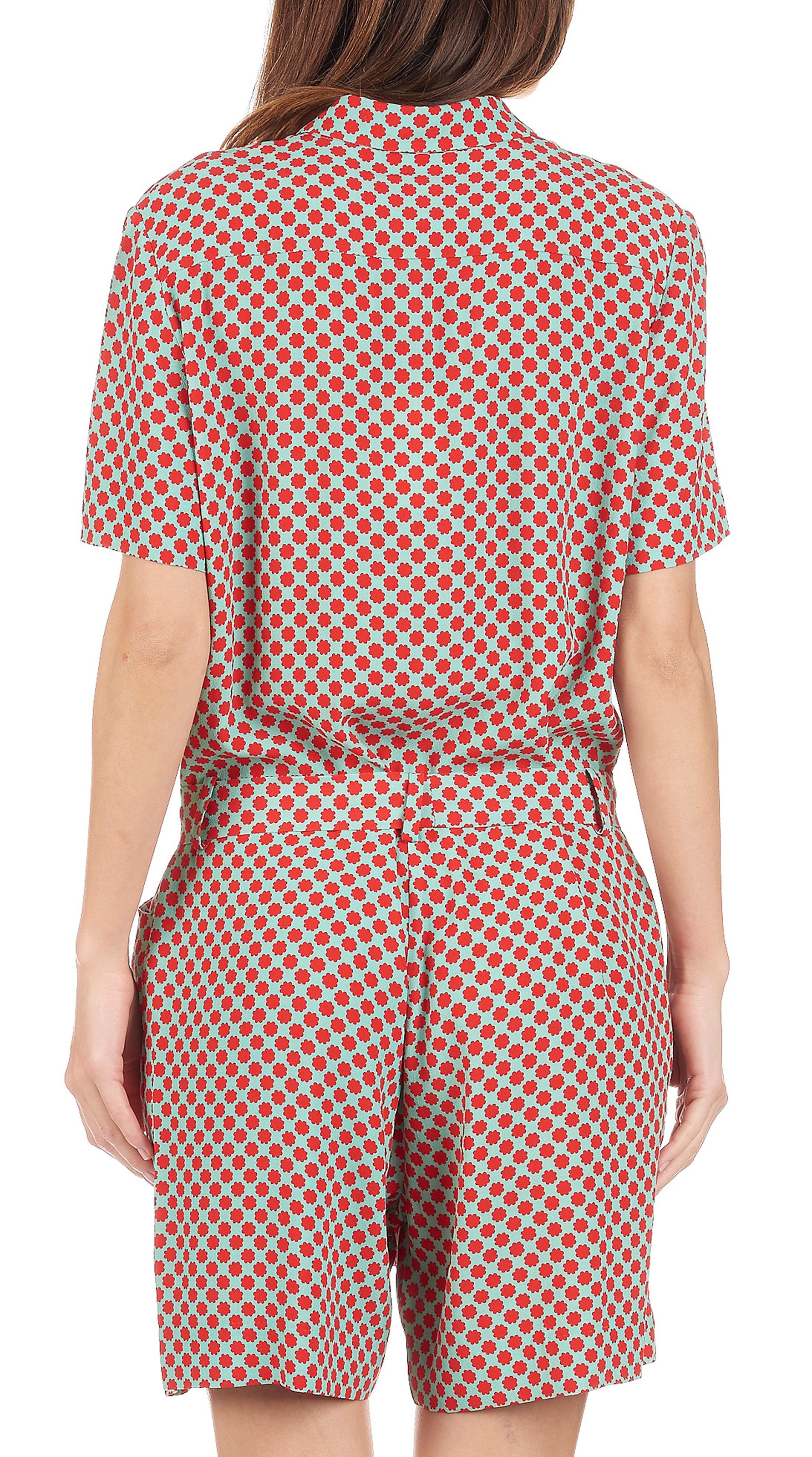Printed buttoned playsuit ATTIC AND BARN Red