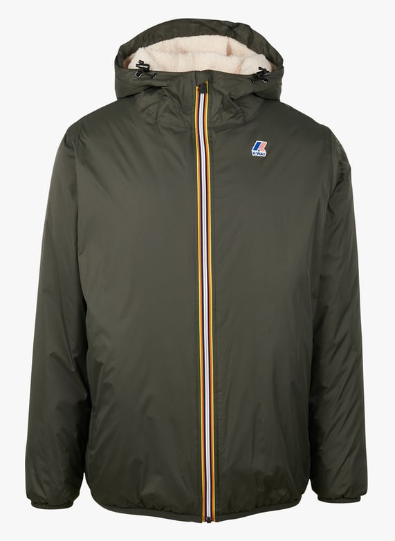 High neck Hooded Windbreaker Green Black K way Men K3118TW WMR GREEN BLACK Place des Tendances Europe