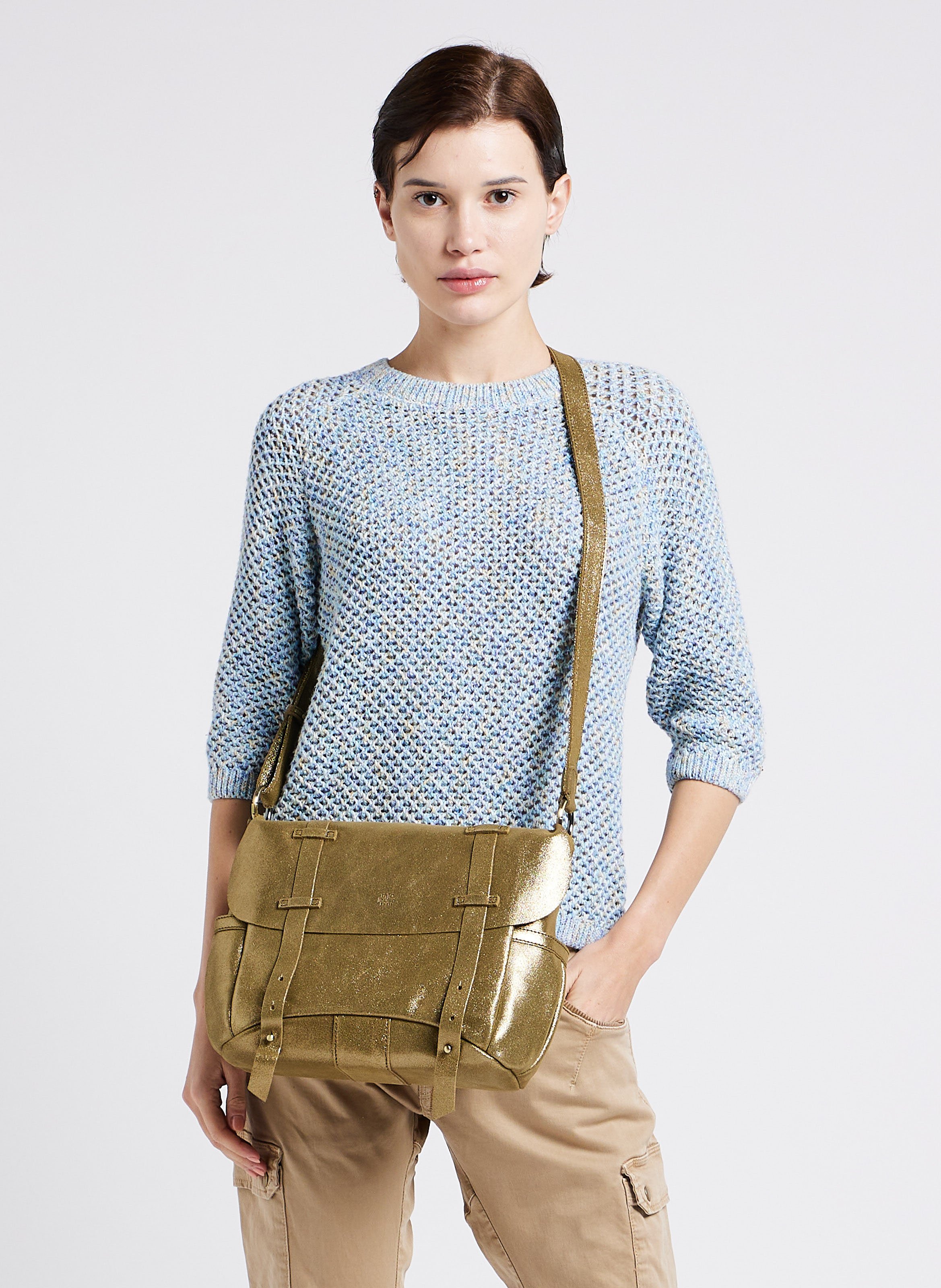 Besace en cuir irisé MILA LOUISE Vert