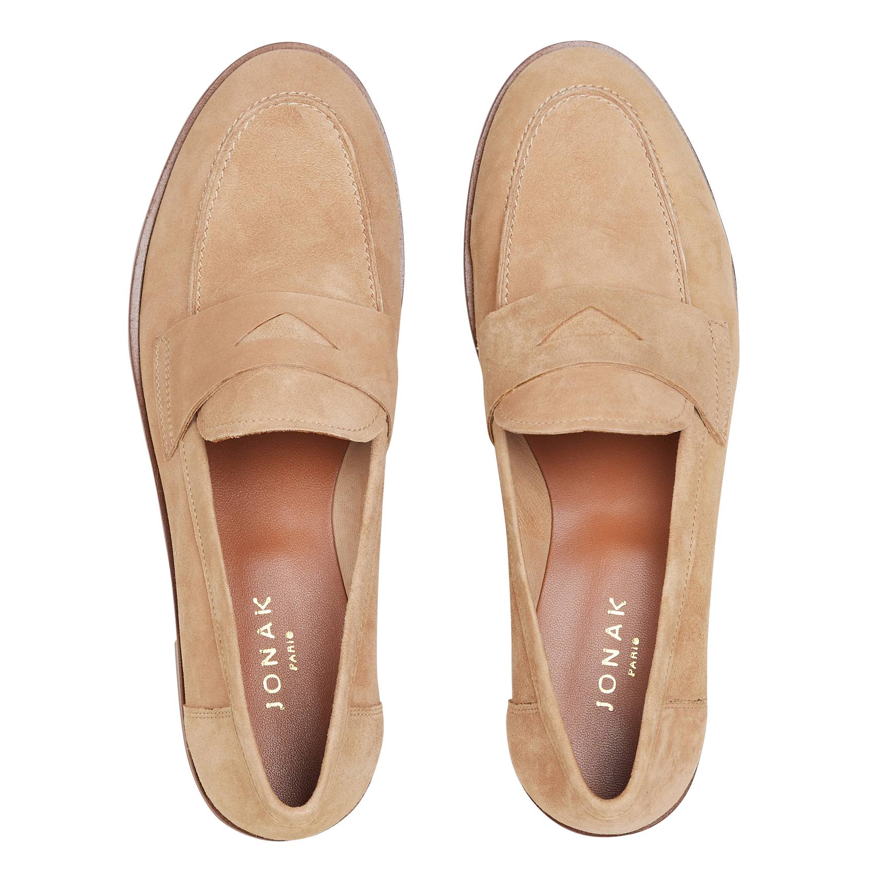 Leather loafers with low heel JONAK Beige