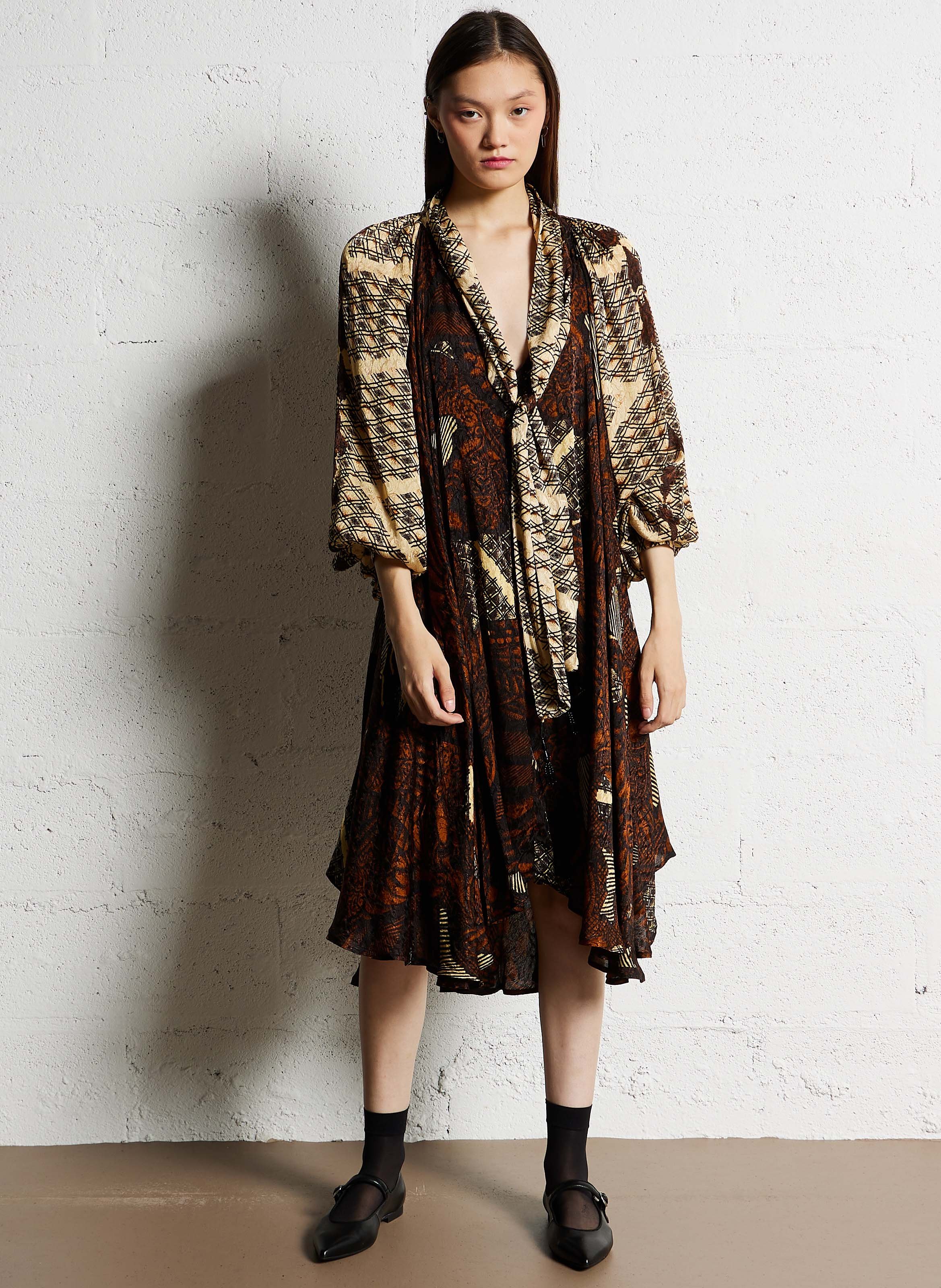 Robe midi col lavallière imprimée MES DEMOISELLES Multicolore