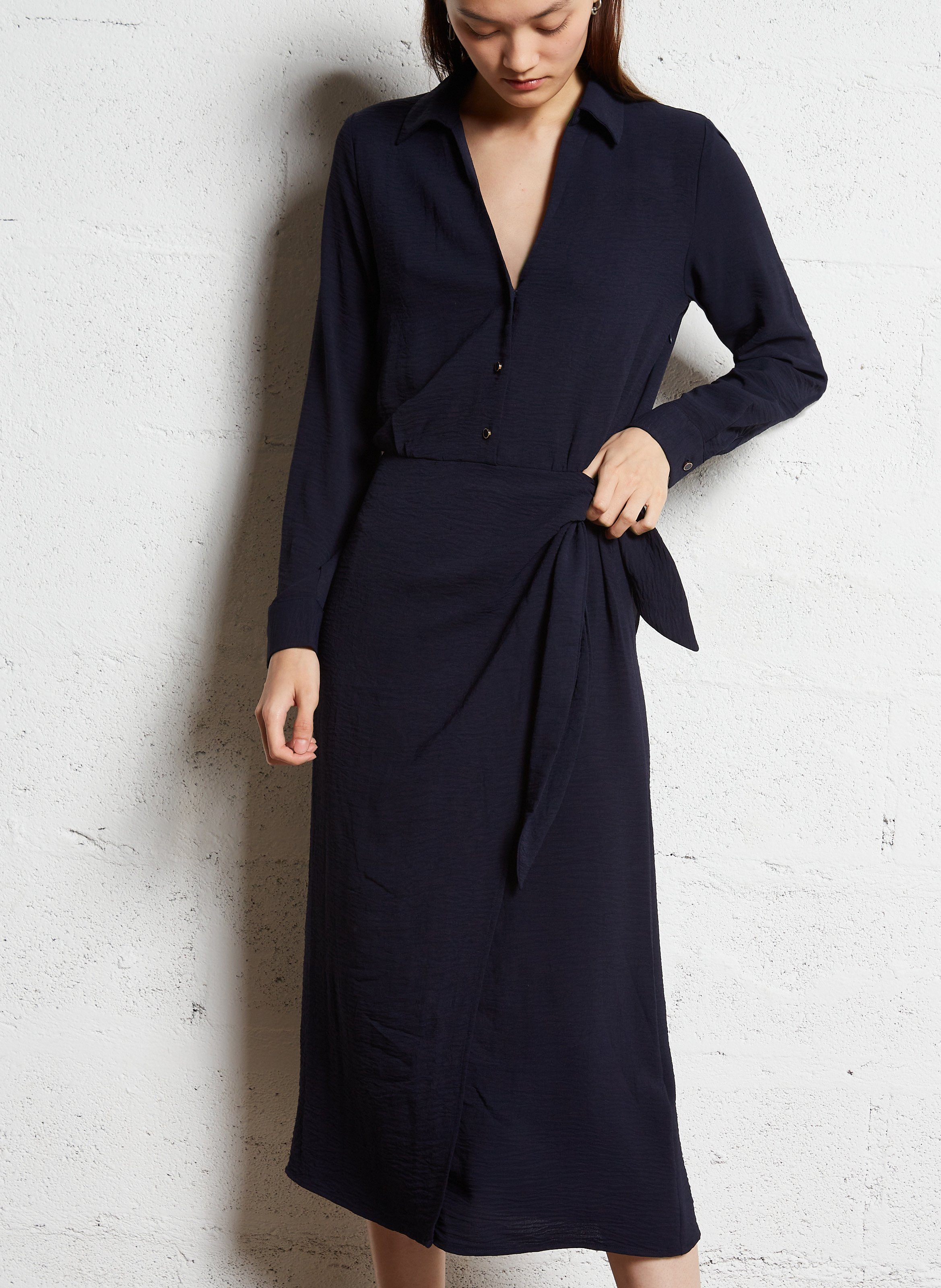 Lange jurk met overhemdkraagje LA PETITE ETOILE Blauw