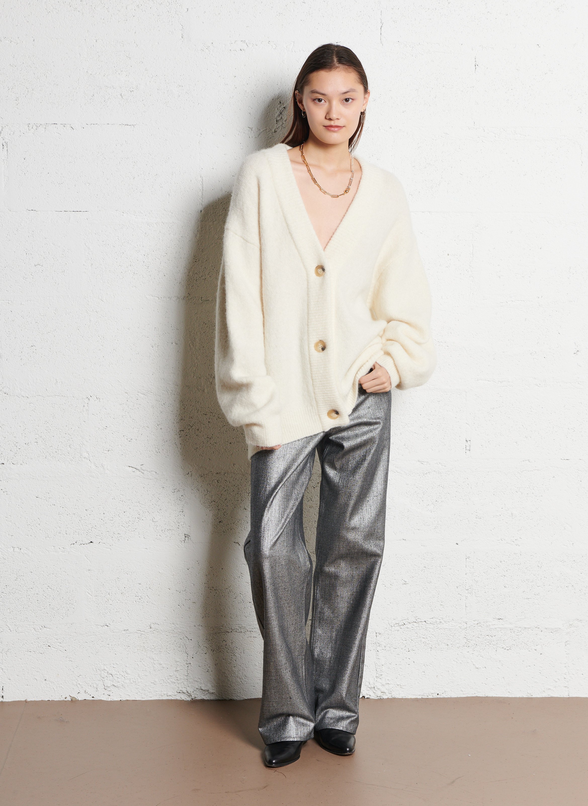 Broek van gemengd metallic katoen COLLECTORS CLUB Zilver