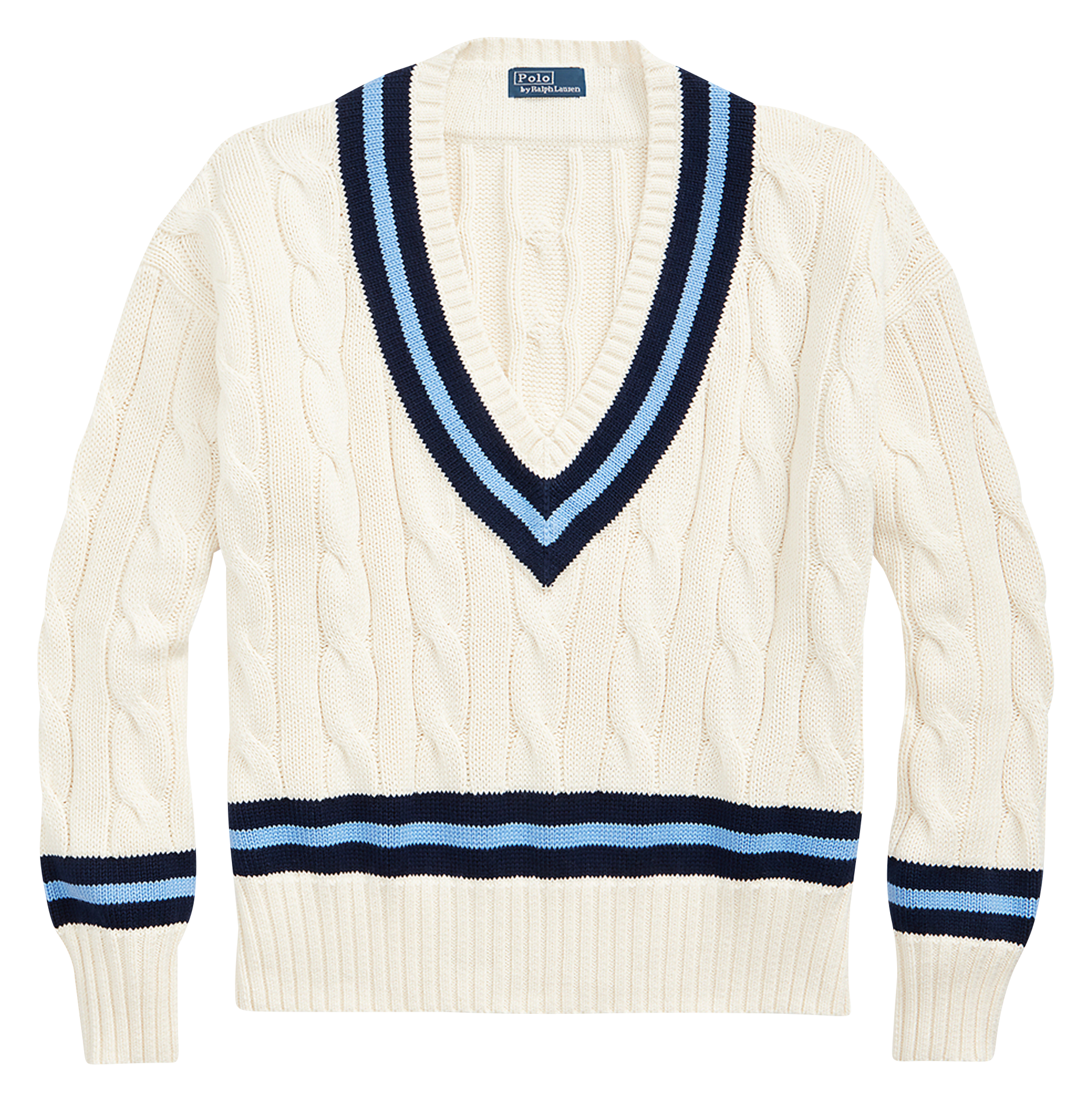 Pull col V en coton POLO RALPH LAUREN Blanc