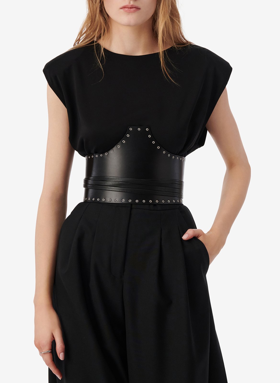 Short-sleeved T-shirt with shoulder pads IRO Black