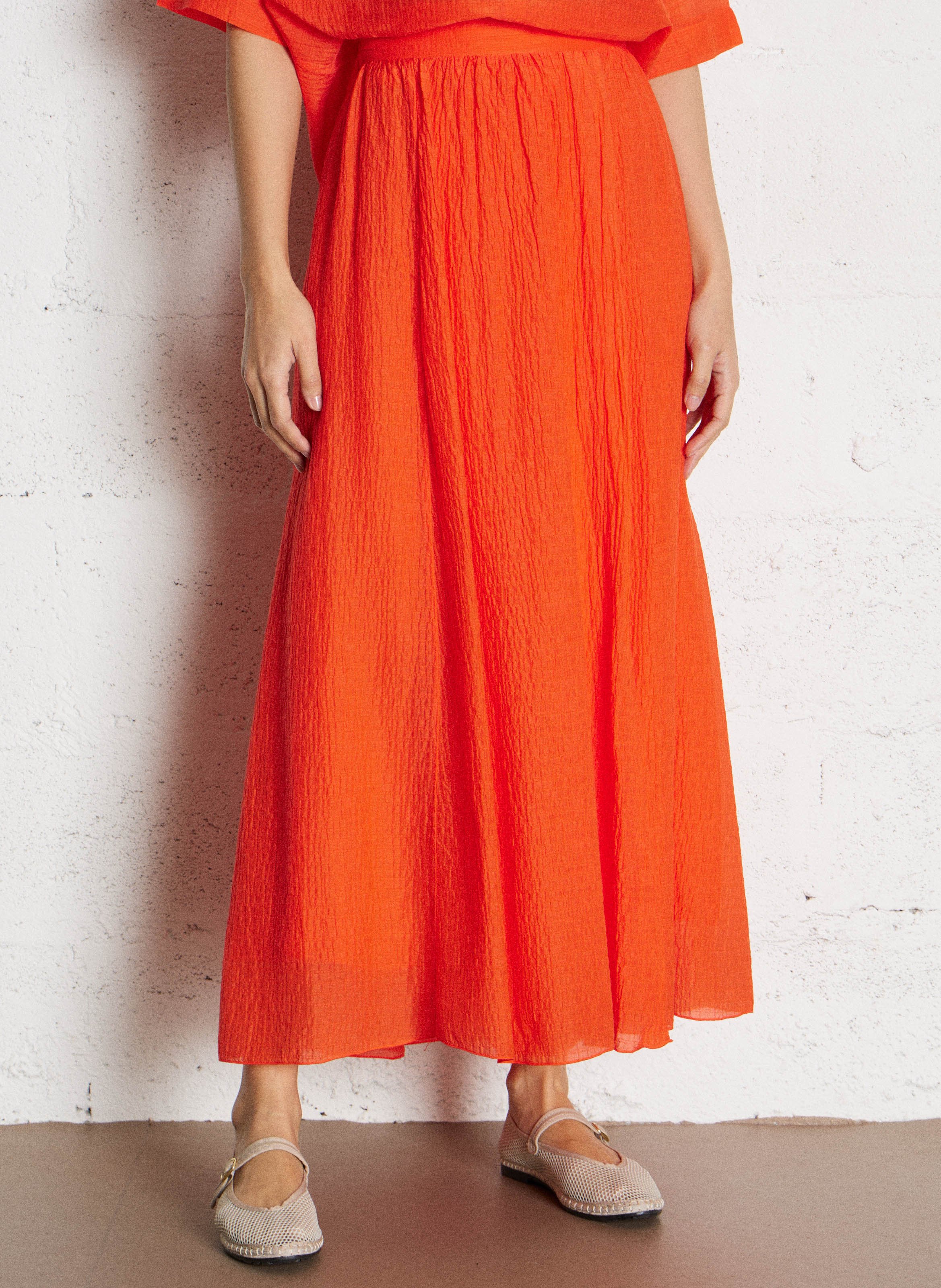 Lange, uitlopende rok | katoenblend POMANDERE Rood