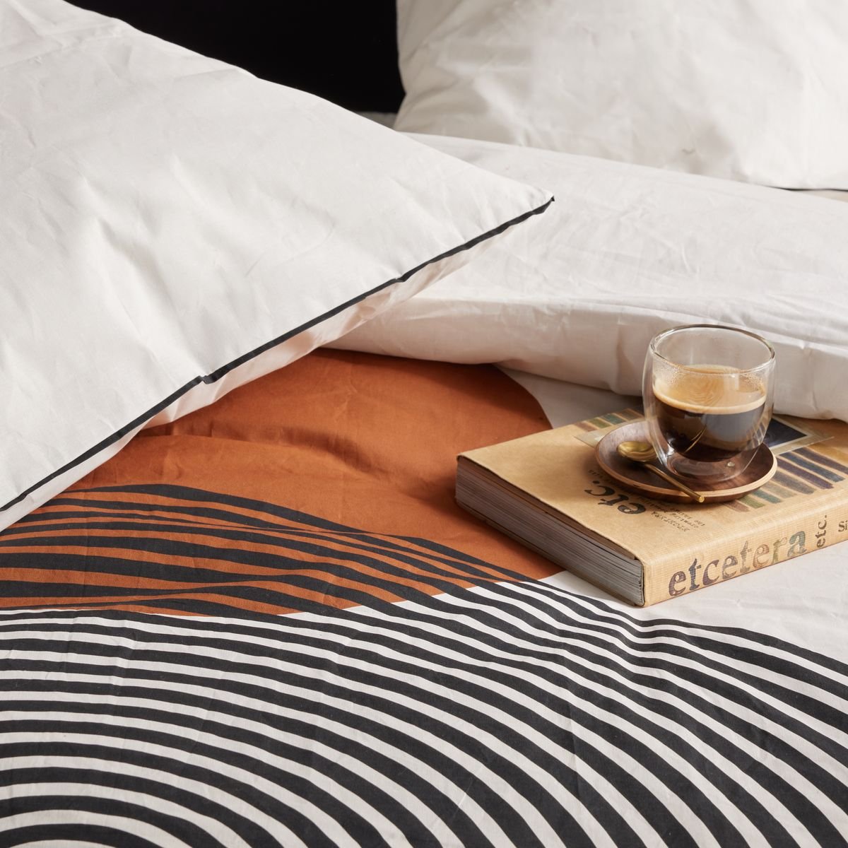 Printed cotton bed set White