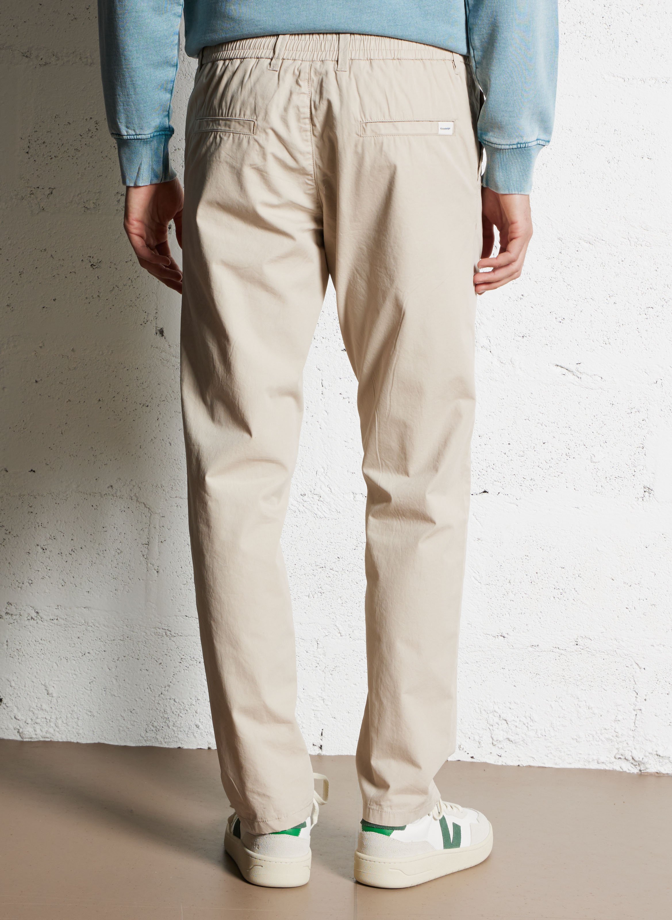 Rechte broek van biokatoen KNOWLEDGE COTTON APPAREL Beige