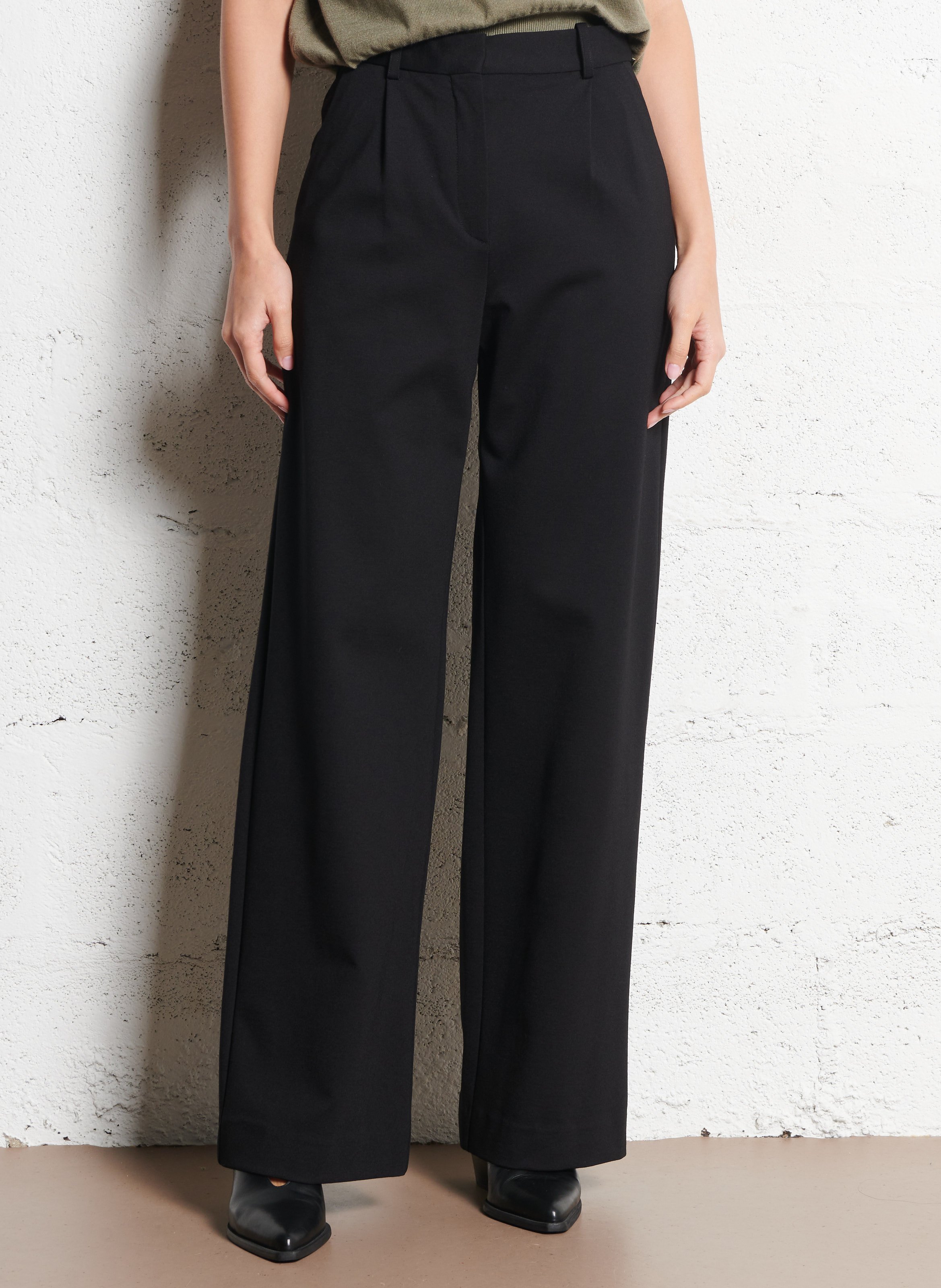 Mid-waist straight-leg pants IKKS Black