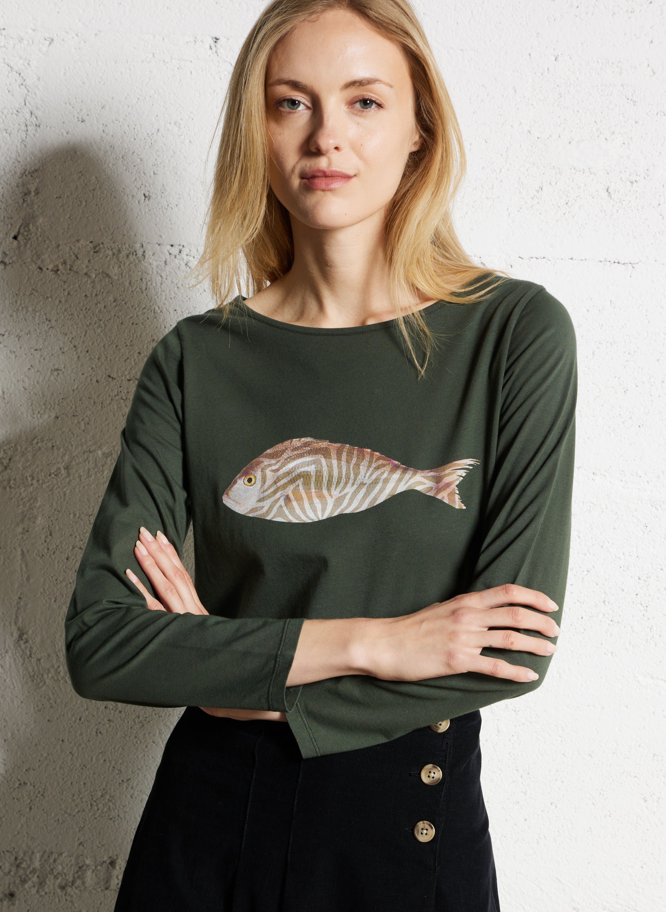 Tee-shirt droit en coton sérigraphié NICE THINGS Vert