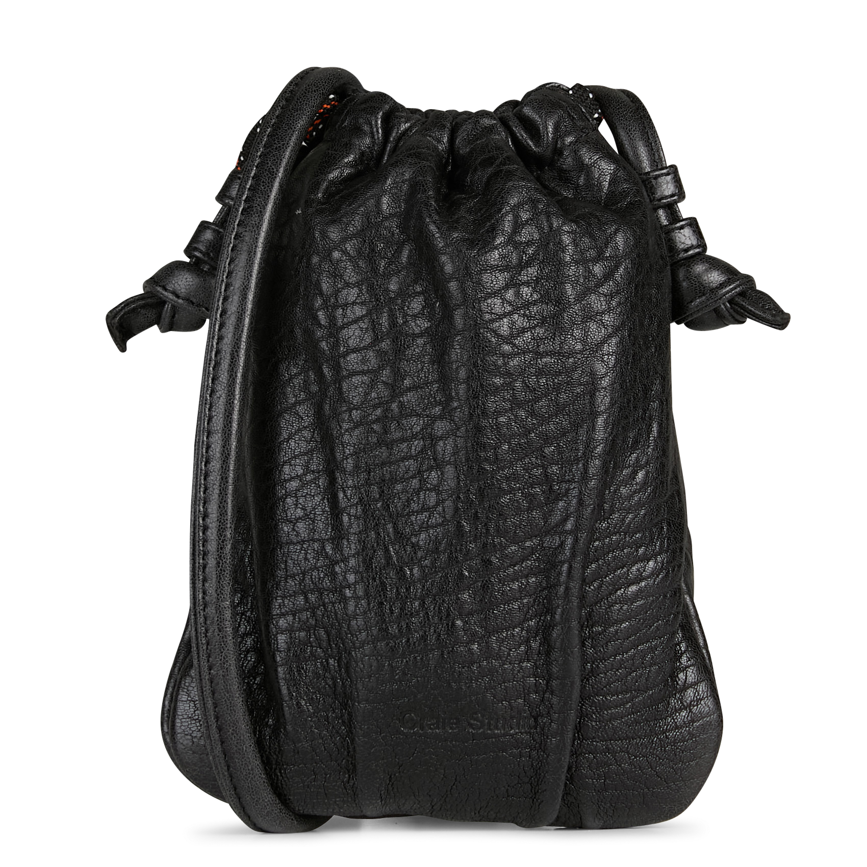 Sac bourse en cuir craquelé CRAIE STUDIO Noir