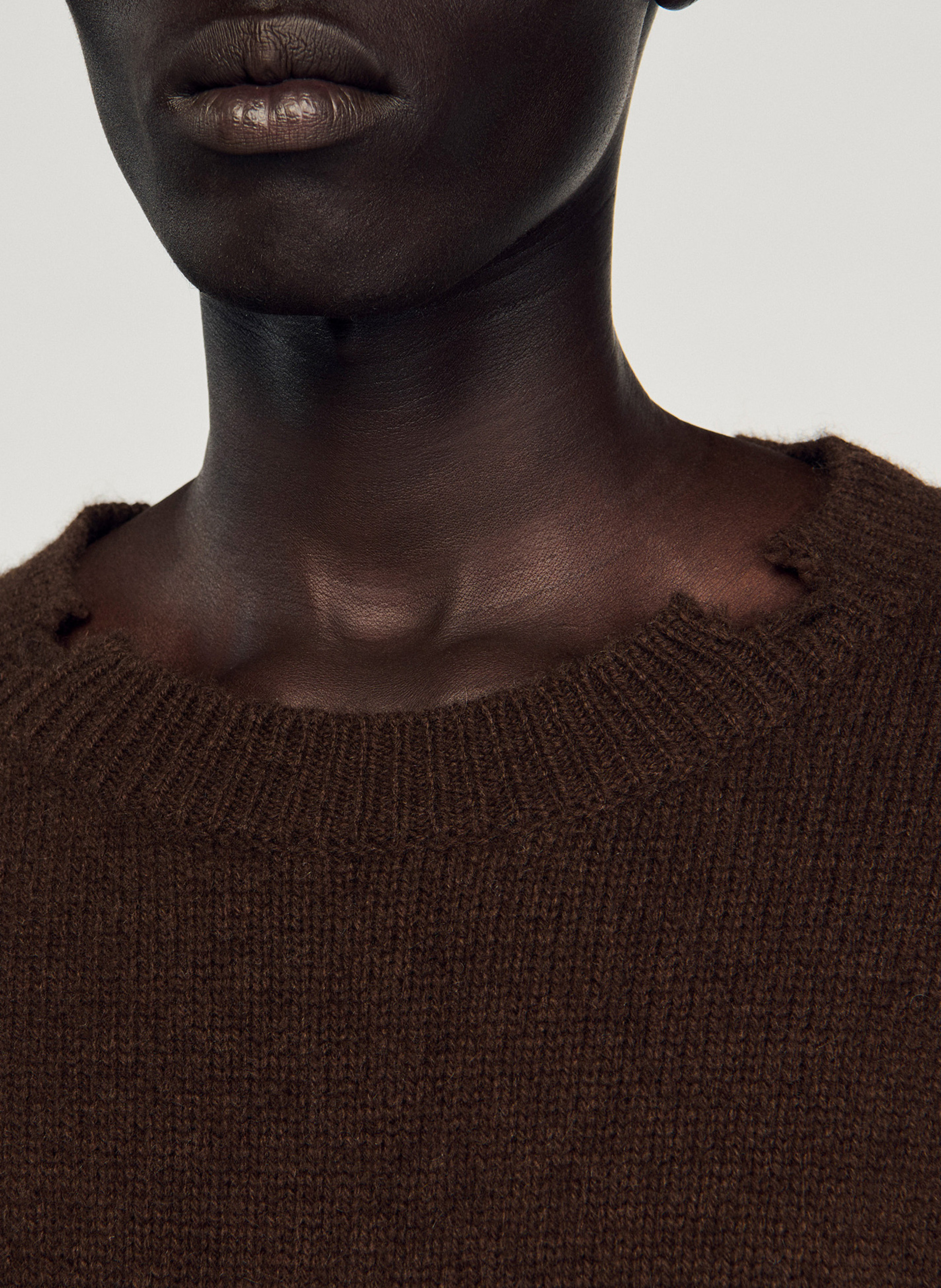 Pull col rond en laine mélangée SANDRO Marron