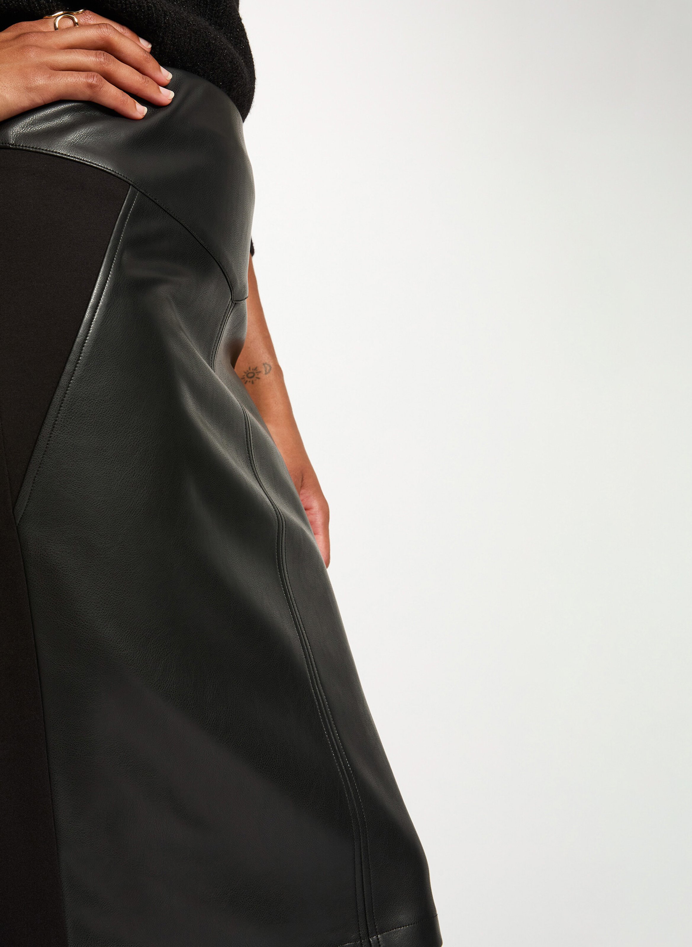 Jupe midi crayon bi-matière MORGAN Noir