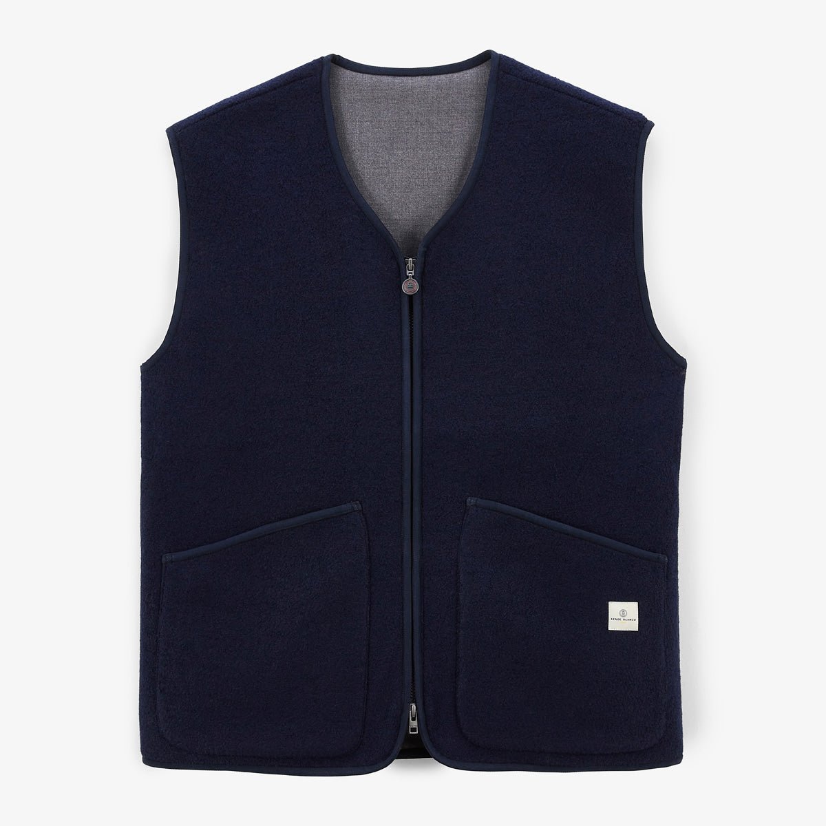Sleeveless Worker Fleece Jacket SERGE BLANCO Blue