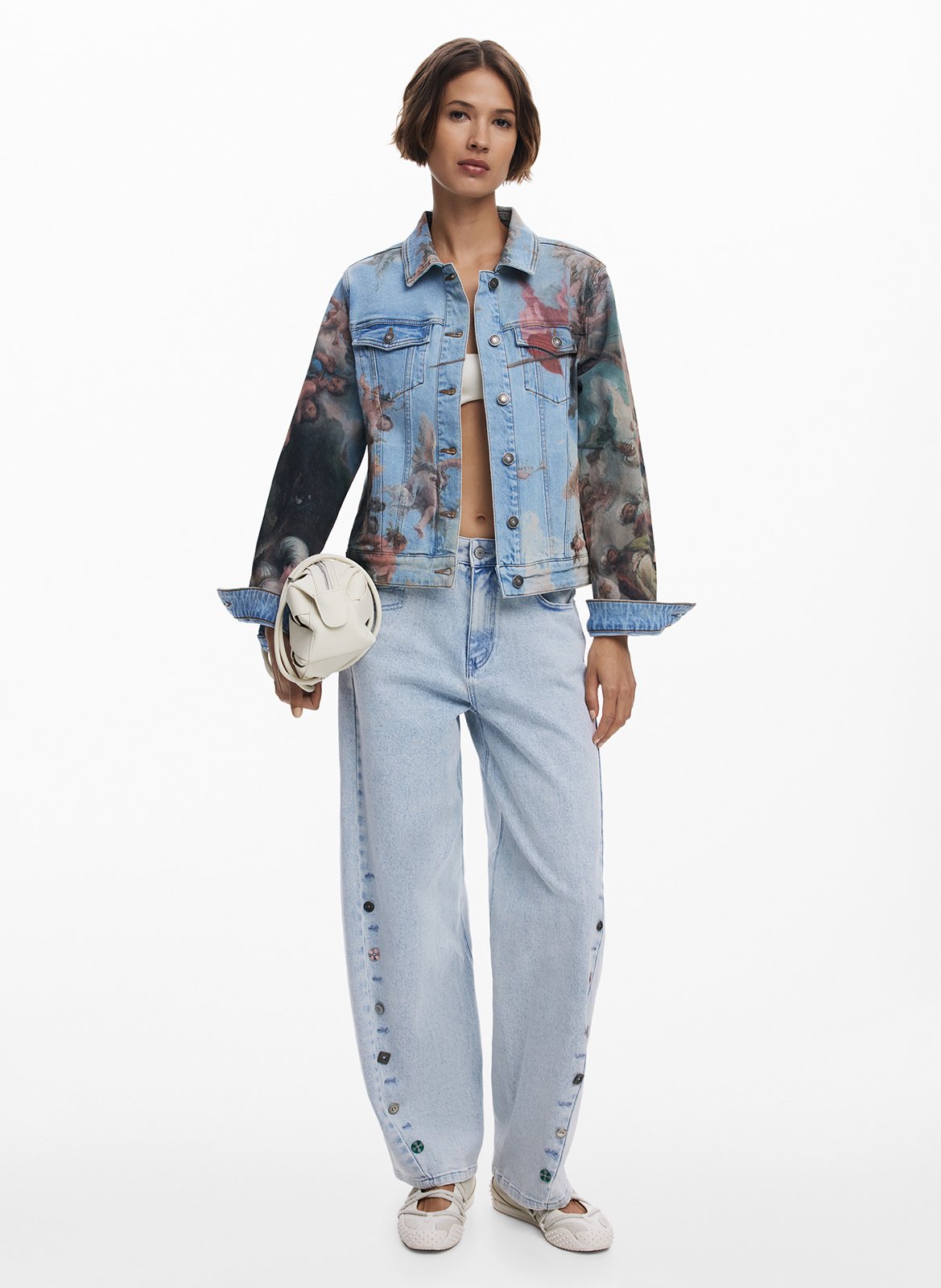 Veste en jean imprimée avec poches  DESIGUAL Bleu