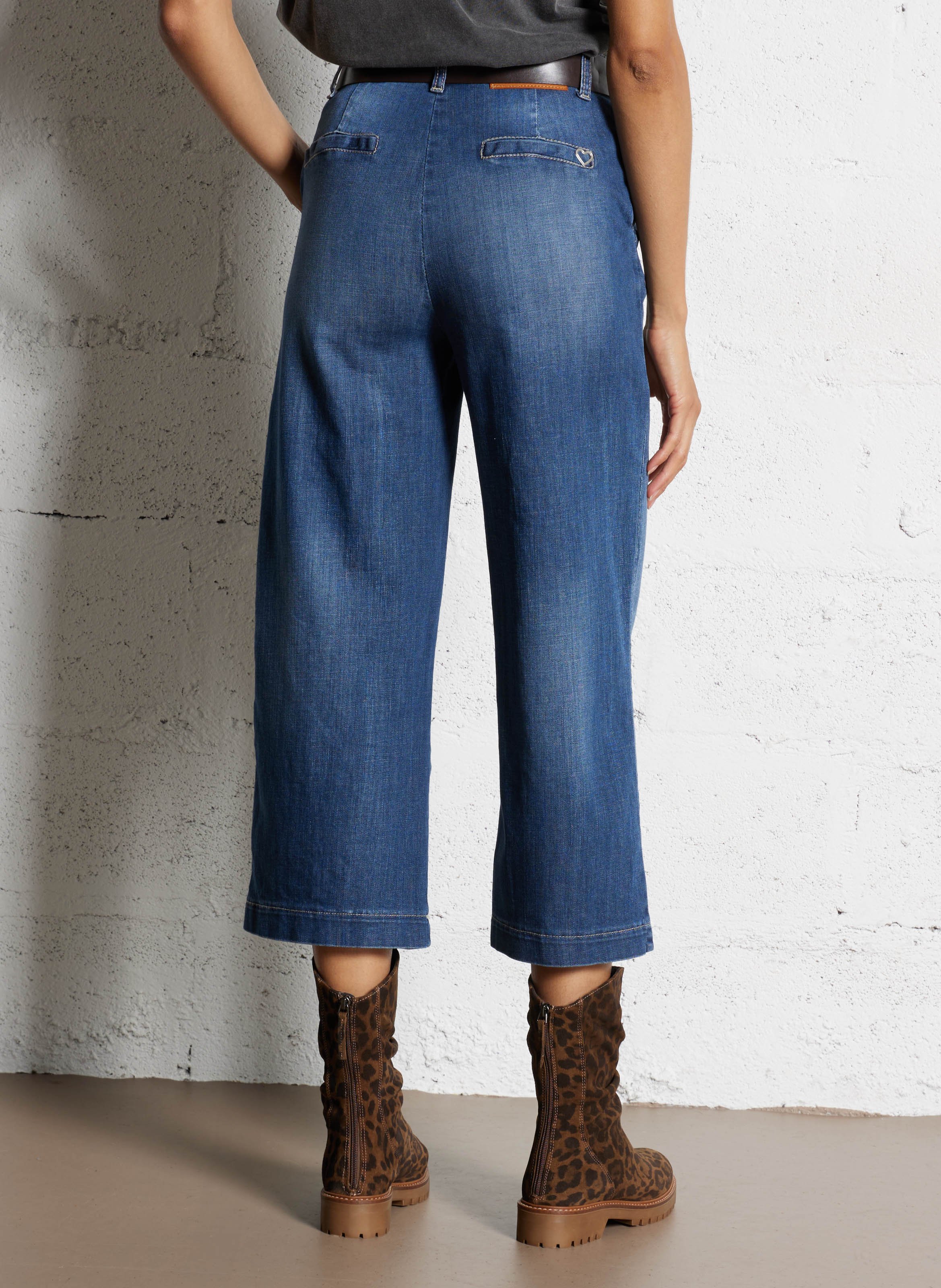 Pantacourt large en jean PLEASE Bleu