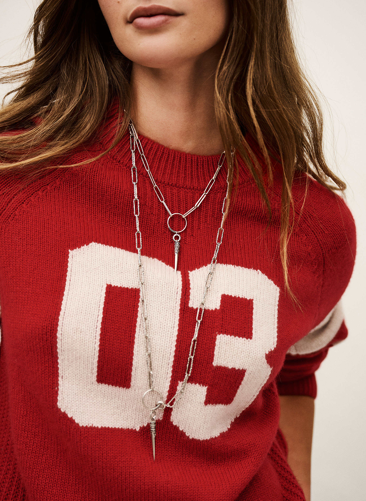 Pull droit col rond en cachemire BA&SH Rouge