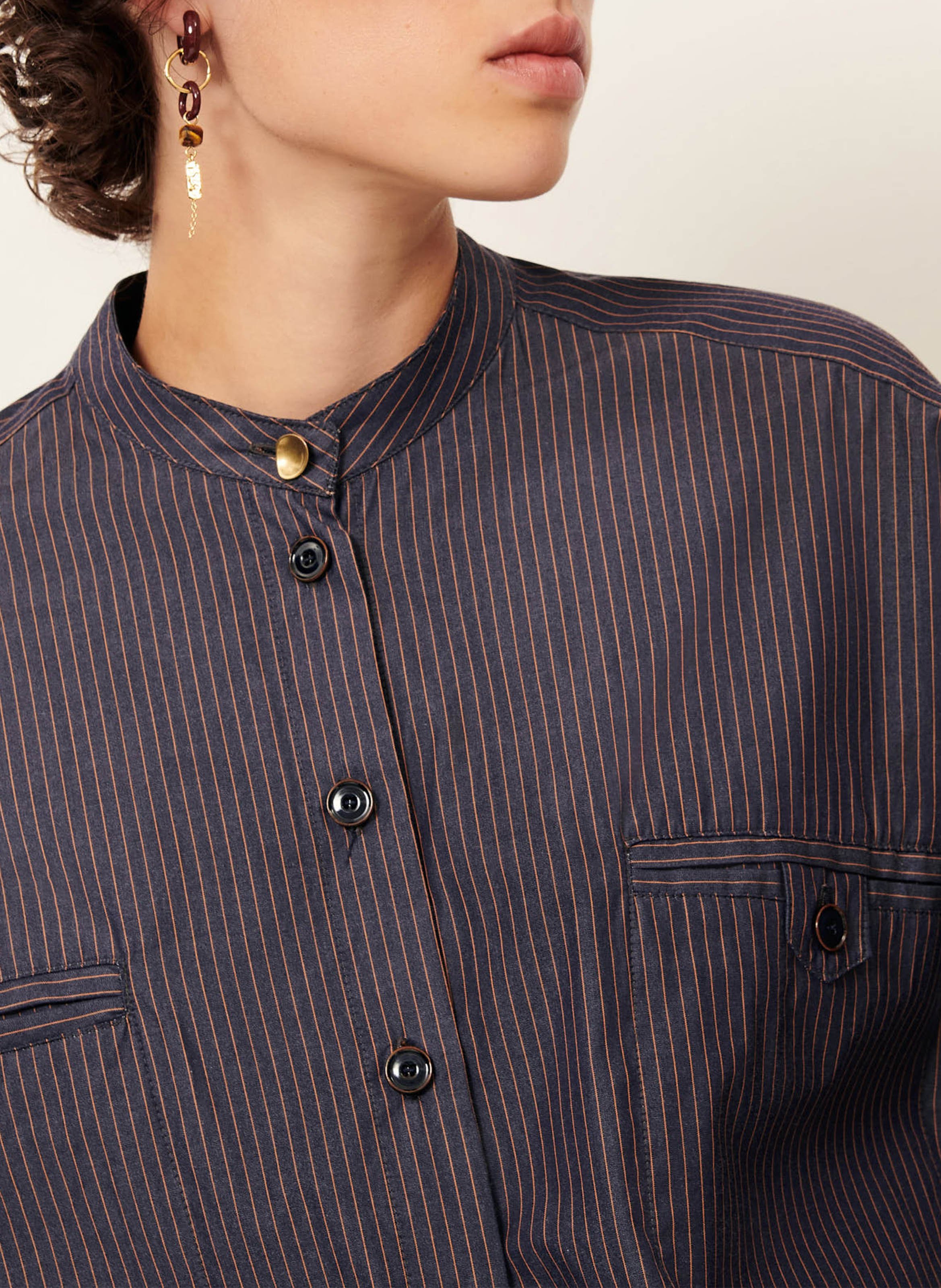 Chemise oversize en coton rayé SESSUN Bleu