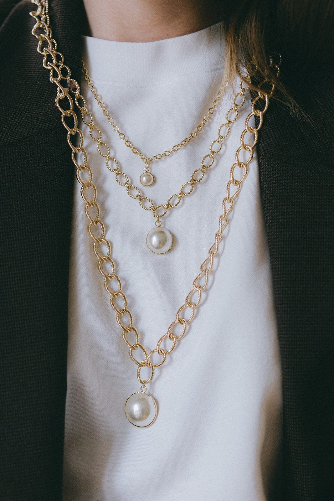 Maxi golden pearl necklace in gold-plated brass MONSIEUR SIMONE Golden