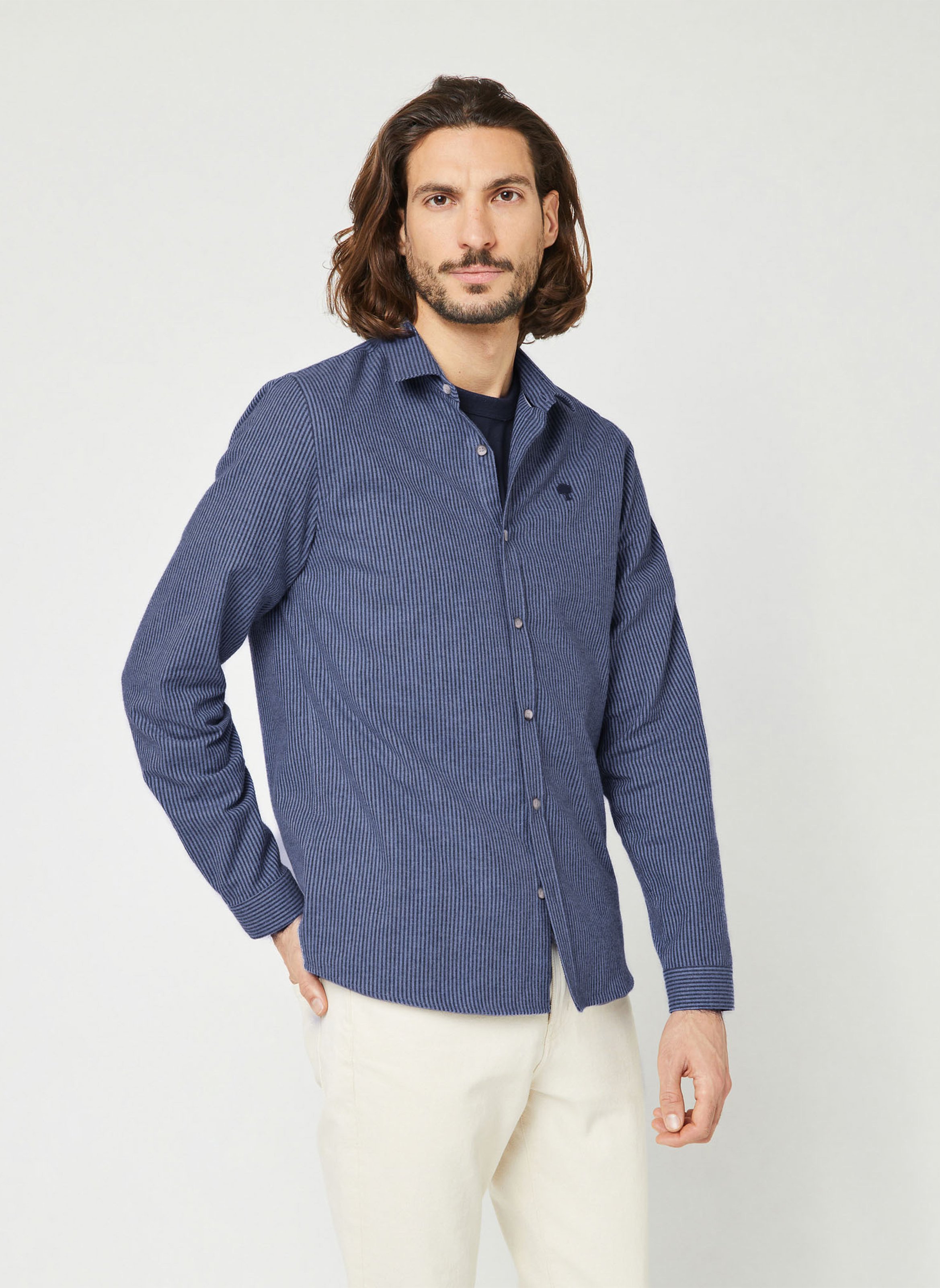 Chemise col classique en coton FAGUO Bleu