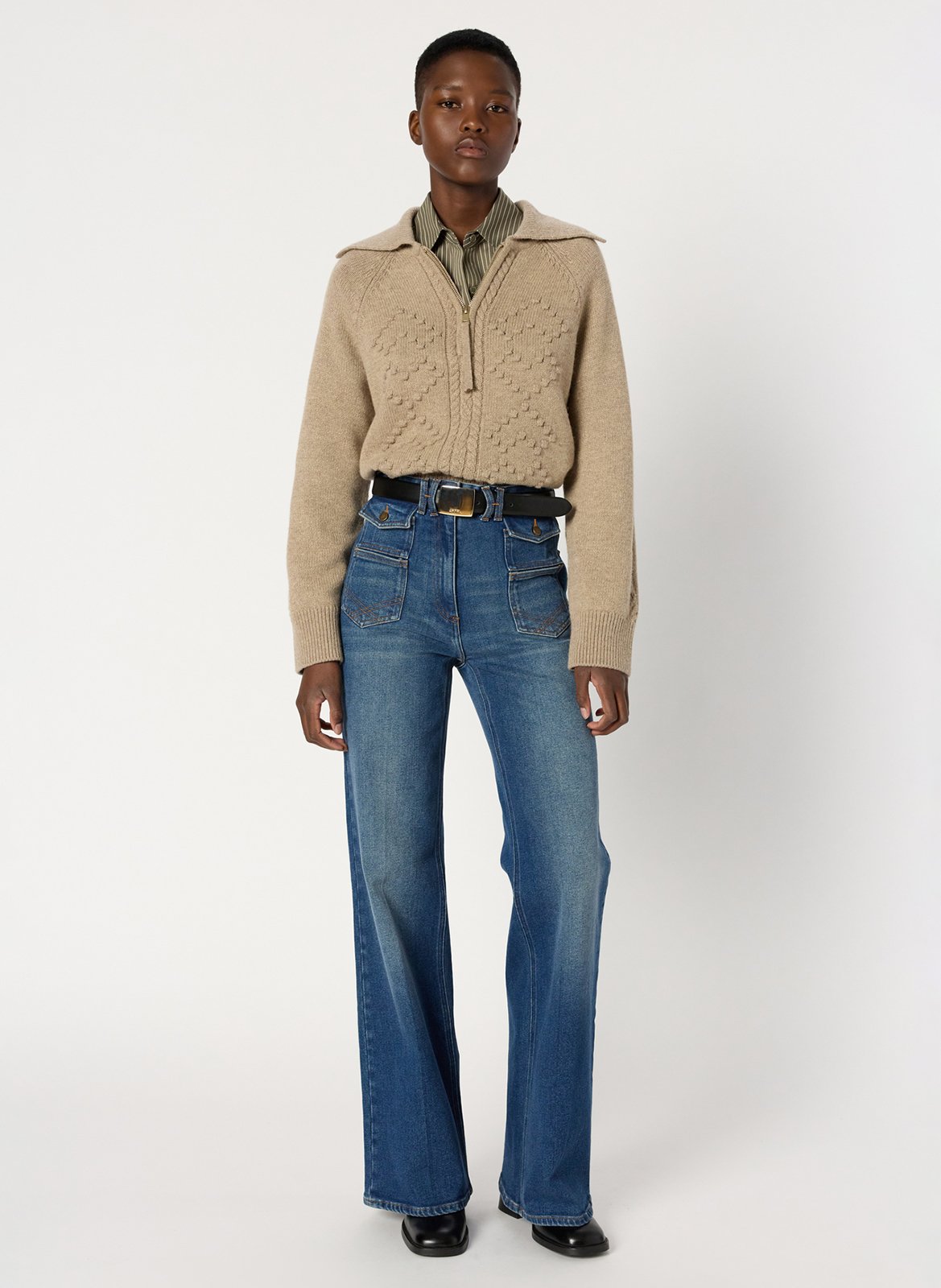 Vest met polokraag van gemengde wol GERARD DAREL Goudkleurig