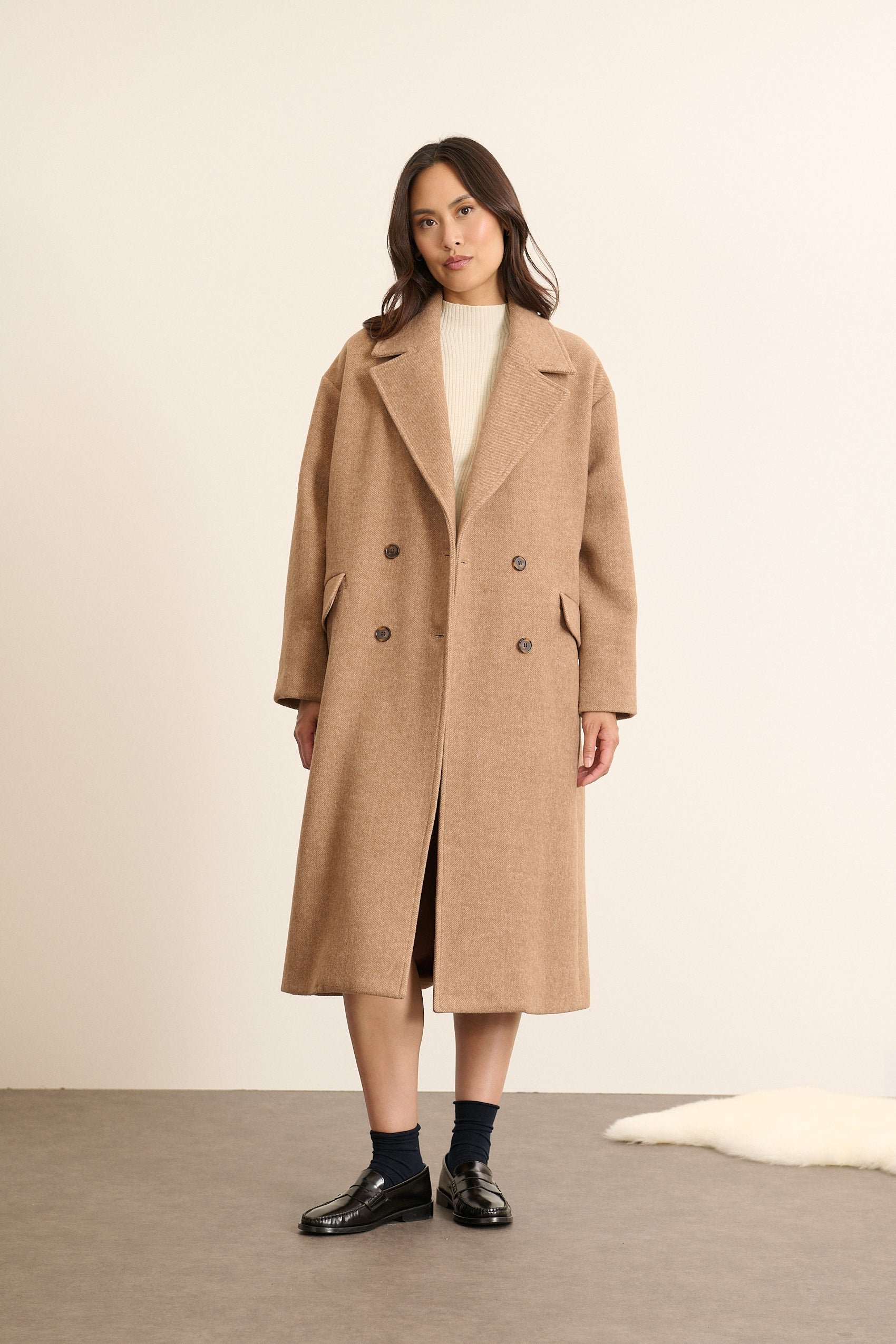 Oversized long wool blend coat GARANCE PARIS Beige