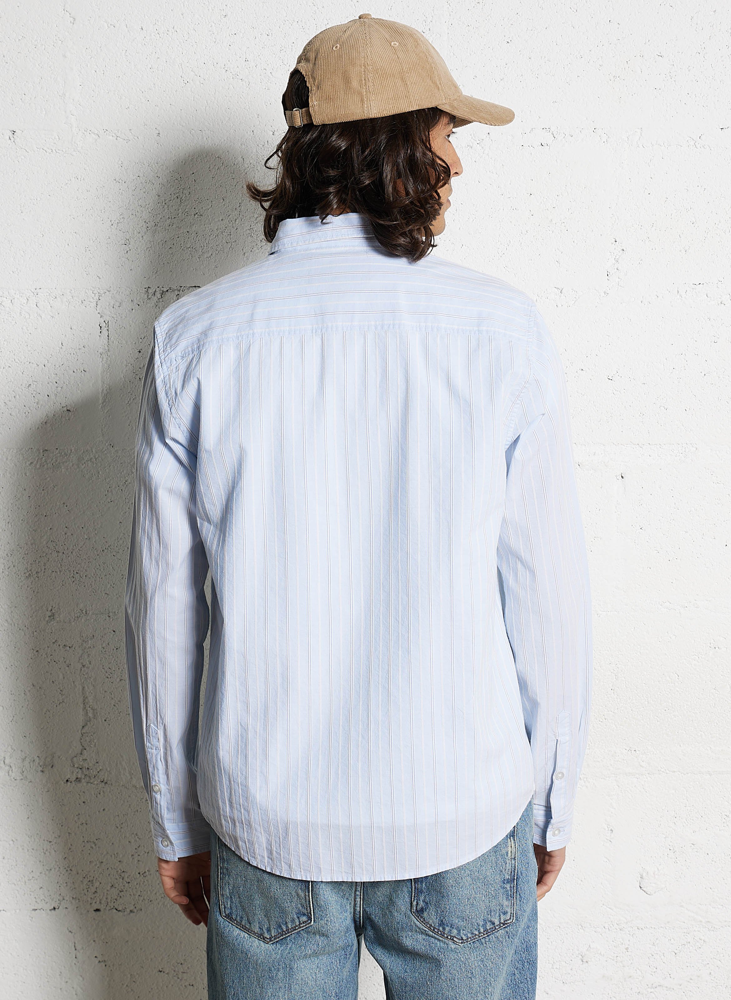 Striped cotton straight shirt LE TEMPS DES CERISES Blue