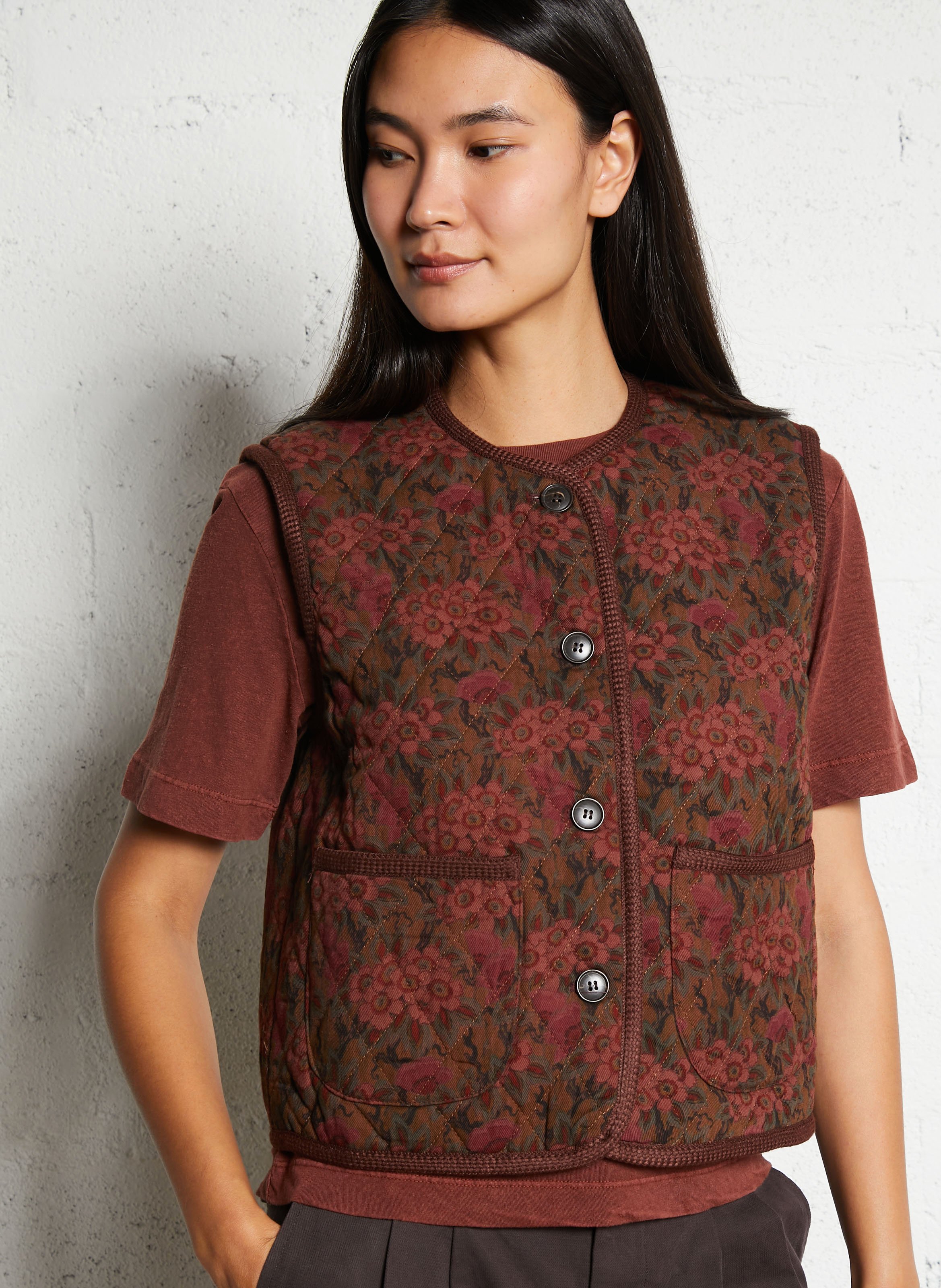 Baumwoll-Strickjacke mit Rundhalsausschnitt THE KORNER Braun