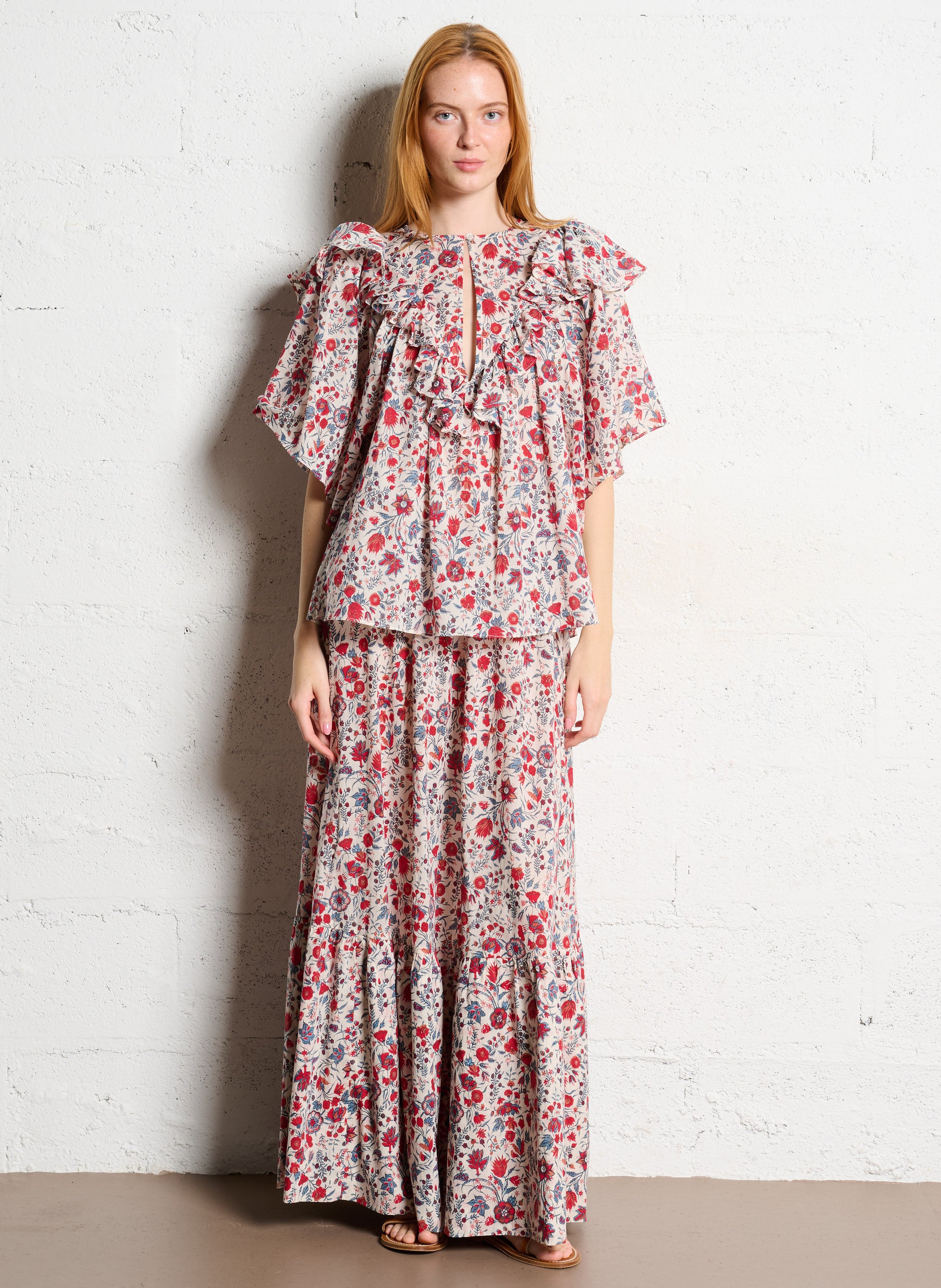 Ausgestellter langer Rock mit Muster ANTIK BATIK Mehrfarbig