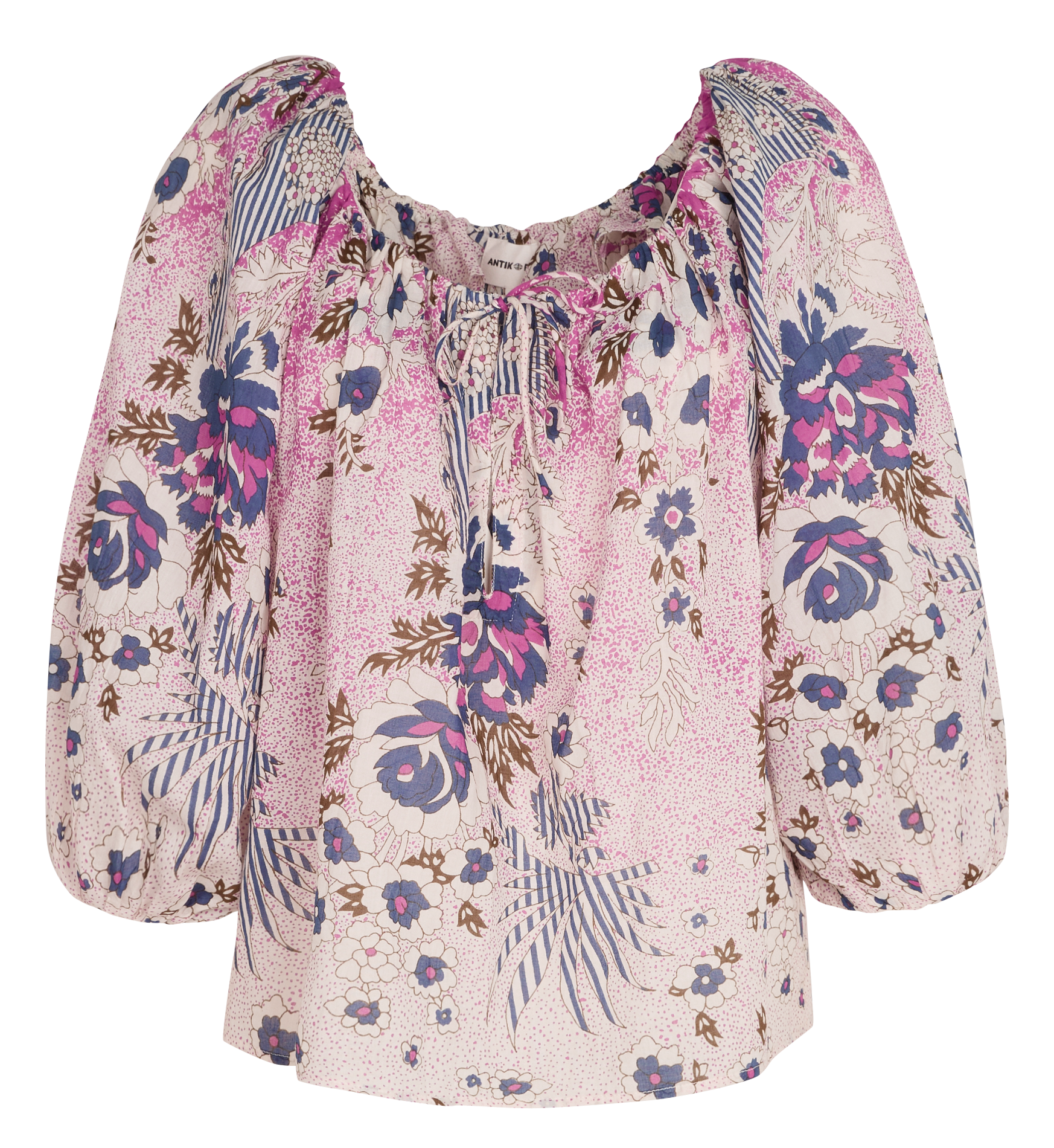 Bluse mit Bardot-Ausschnitt aus Baumwolle ANTIK BATIK Rosa