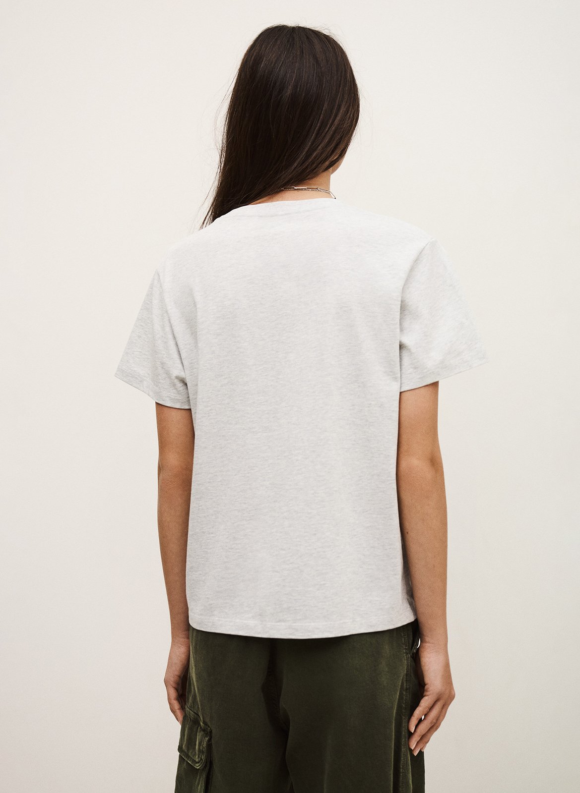 Recht, katoenen T-shirt met zeefdruk BA&SH Grijs