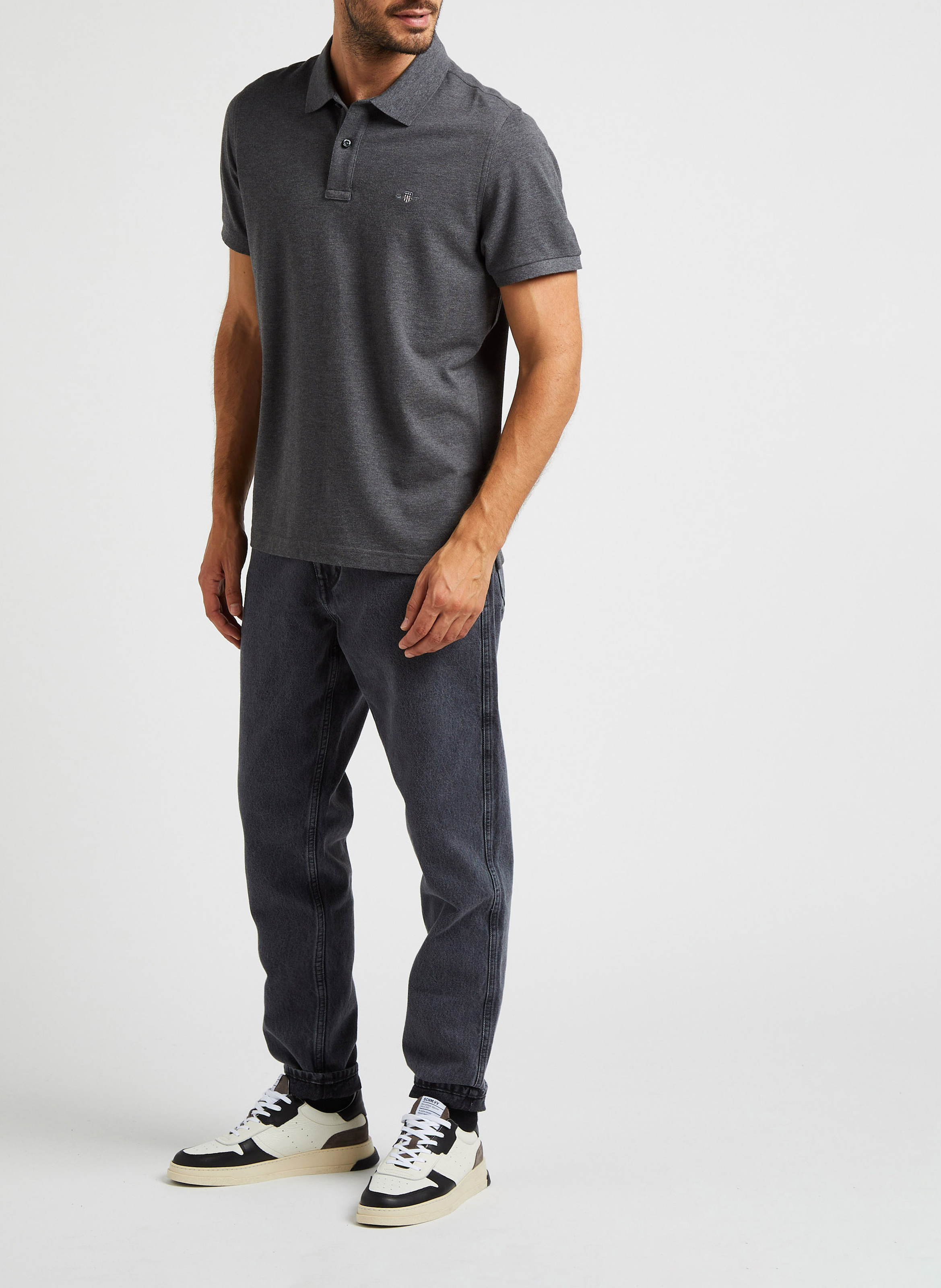 Polo col classique droit en coton  GANT Gris