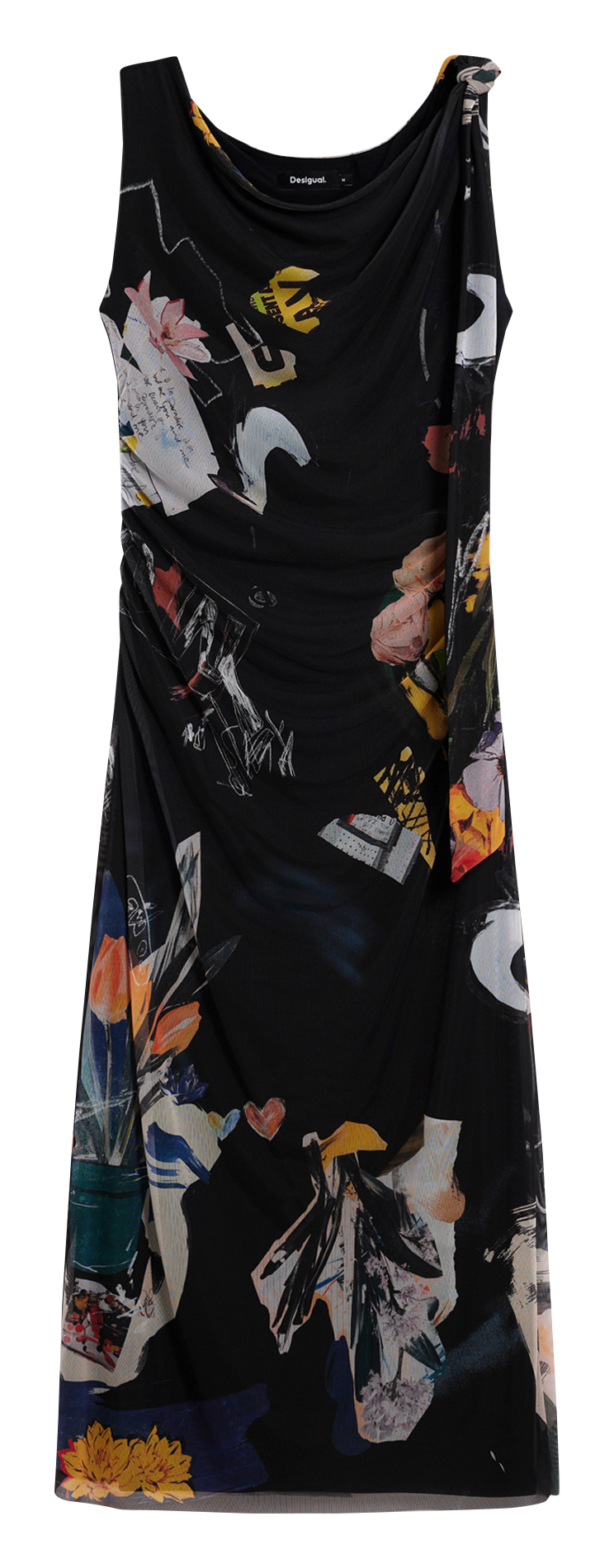 Midi-jurk met collage DESIGUAL Zwart