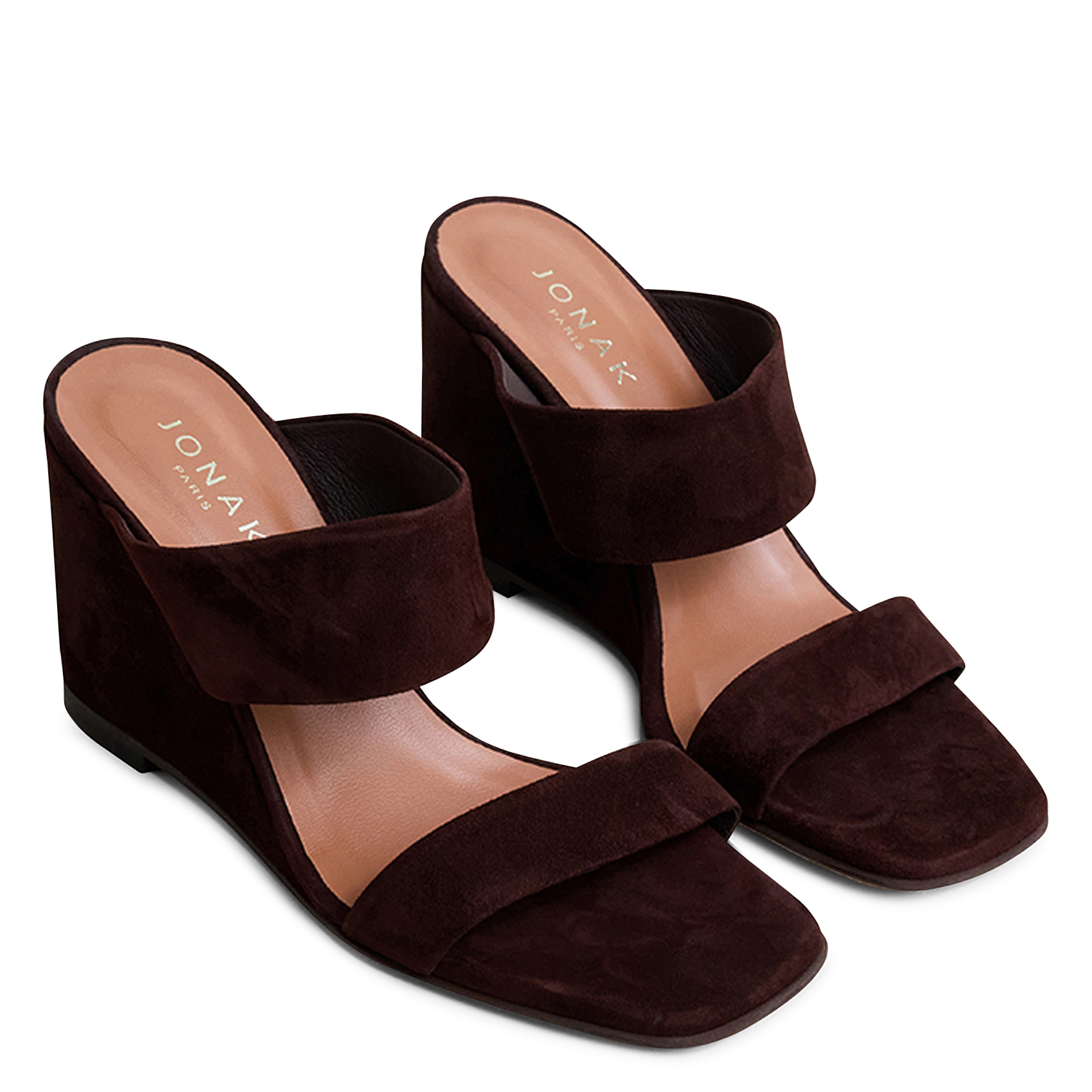 Mules hautes en cuir Marron